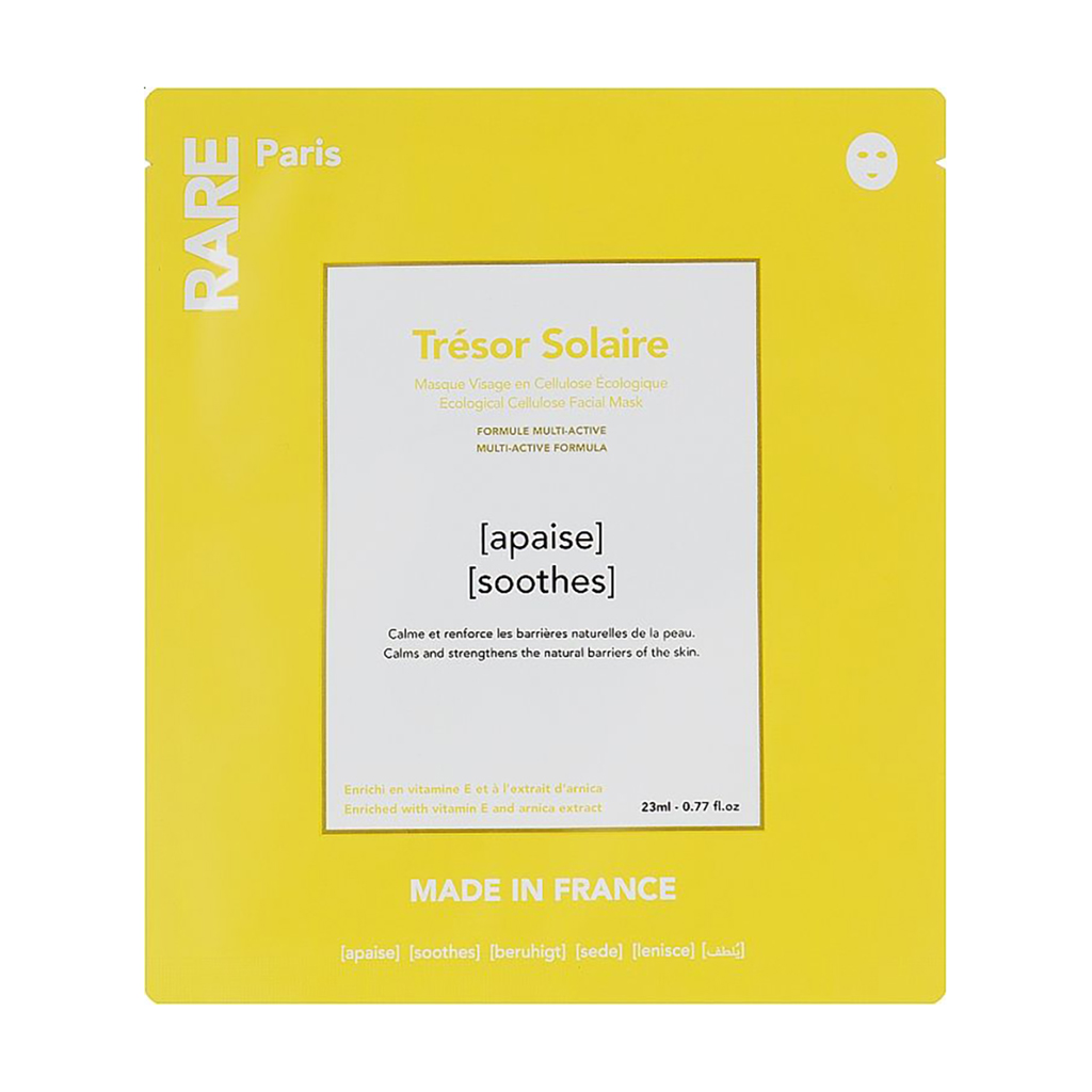 Заспокійлива тканинна маска для обличчя RARE Paris Tresor Solaire Ecological Cellulose Facial Mask, 23 мл
Заспокійлива тканинна маска для обличчя RARE Paris Tresor Solaire Ecological Cellulose Facial Mask, 23 мл