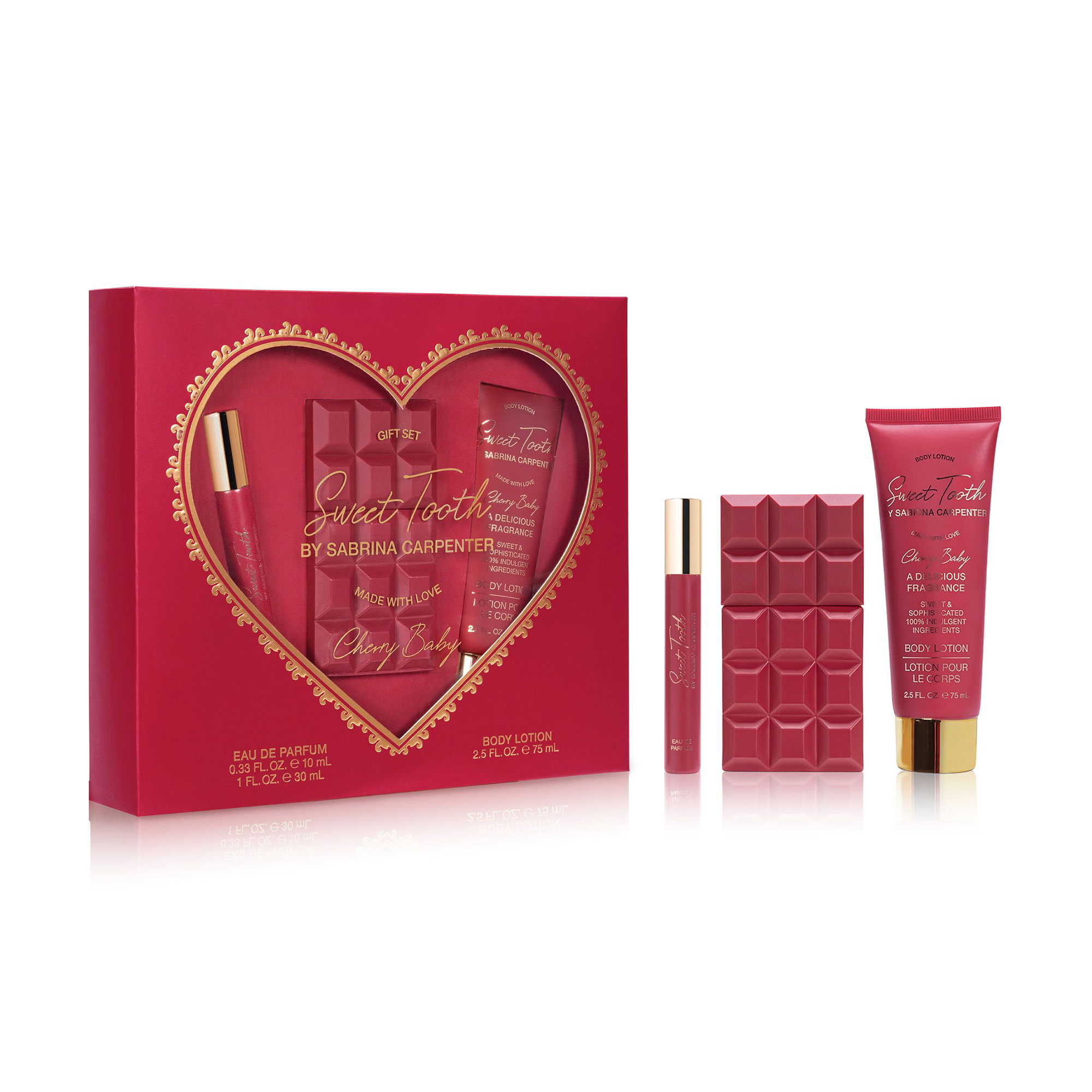 Парфумований набір Sabrina Carpenter Cherry Baby жіночий (парфумована вода, 30 мл + парфумована вода, 10 мл + лосьйон для тіла, 75 мл)
Парфумований набір Sabrina Carpenter Cherry Baby жіночий (парфумована вода, 30 мл + парфумована вода, 10 мл + лосьйон для тіла, 75 мл)