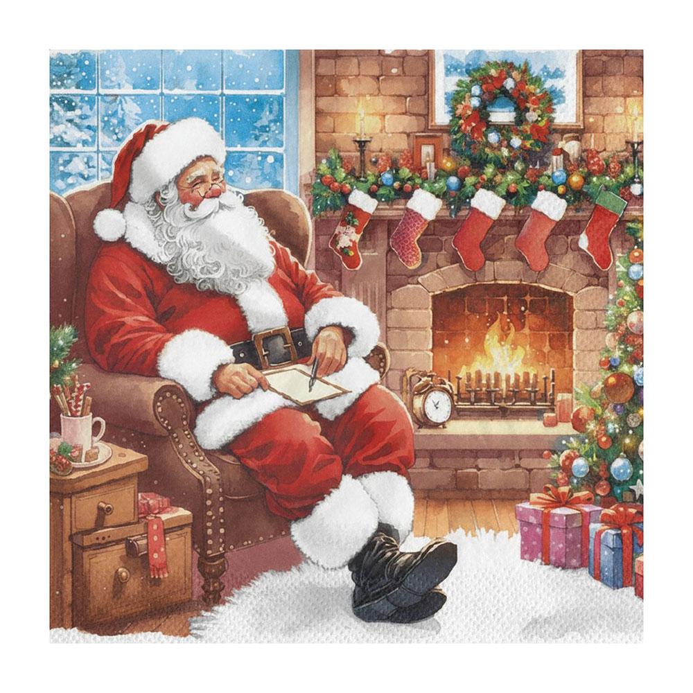 Серветки новорічні паперові Silken Санта перед каміном, 3 шарові, 33*33 см, 18 шт
Серветки новорічні паперові Silken Санта перед каміном, 3 шарові, 33*33 см, 18 шт