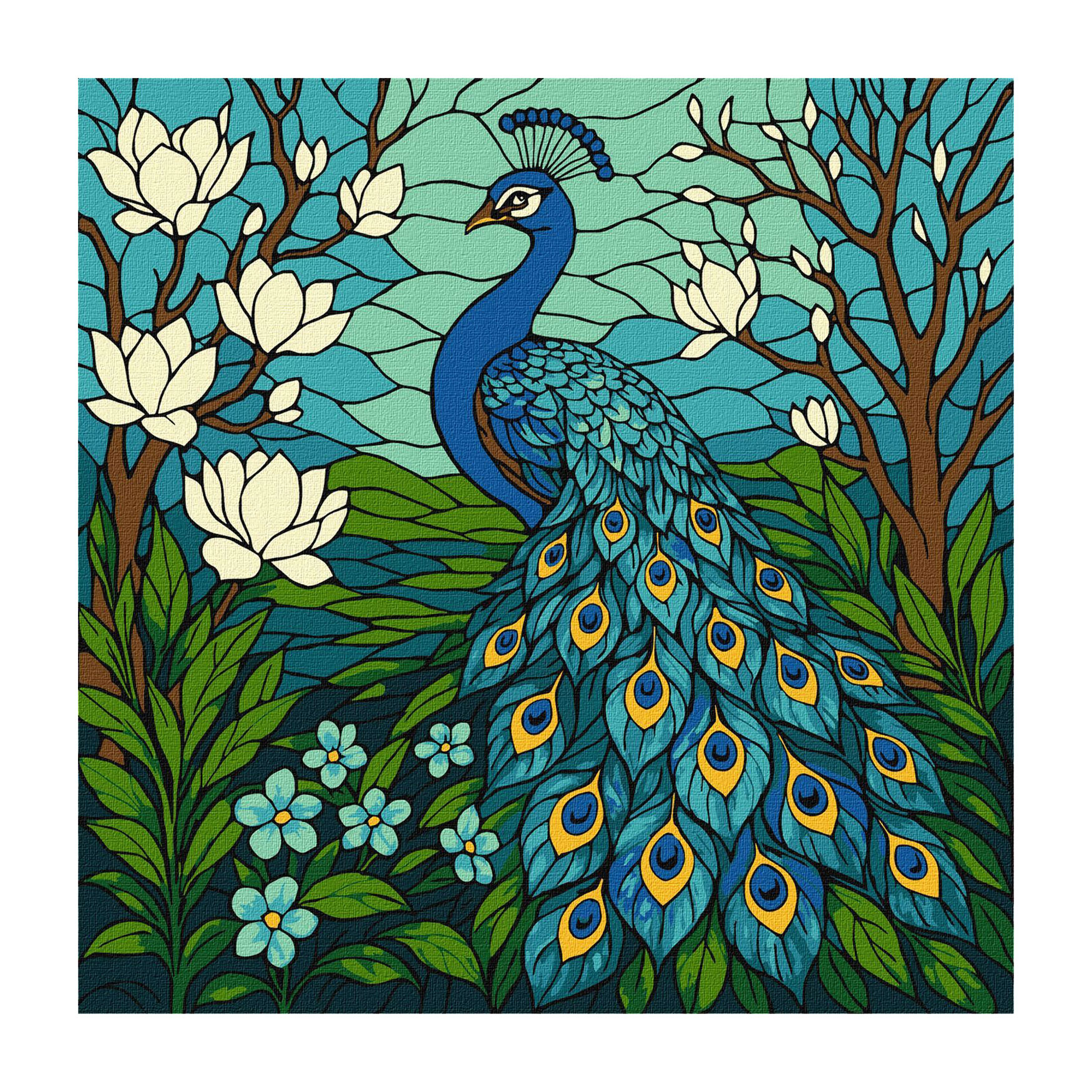 Картина за номерами Ideyka Вітраж. Павич в магнолії, 30*30 см (KHO6810)
Картина за номерами Ideyka Вітраж. Павич в магнолії, 30*30 см (KHO6810)