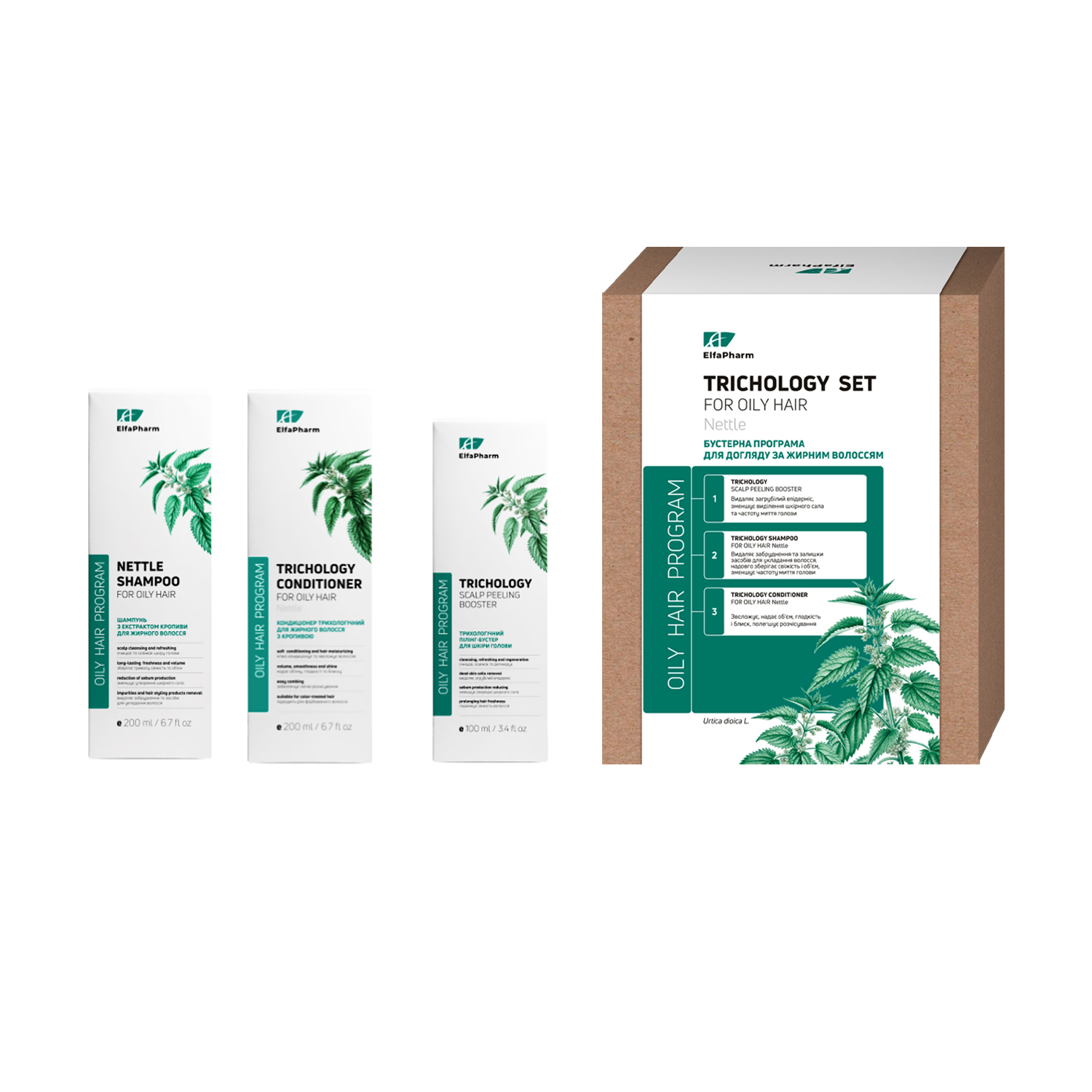 Трихологічний набір для жирного волосся Elfa Pharm Oily Hair Program Tricholog Set (пілінг-бустер, 100 мл + шампунь, 200 мл + кондиціонер, 200 мл)
Трихологічний набір для жирного волосся Elfa Pharm Oily Hair Program Tricholog Set (пілінг-бустер, 100 мл + шампунь, 200 мл + кондиціонер, 200 мл)