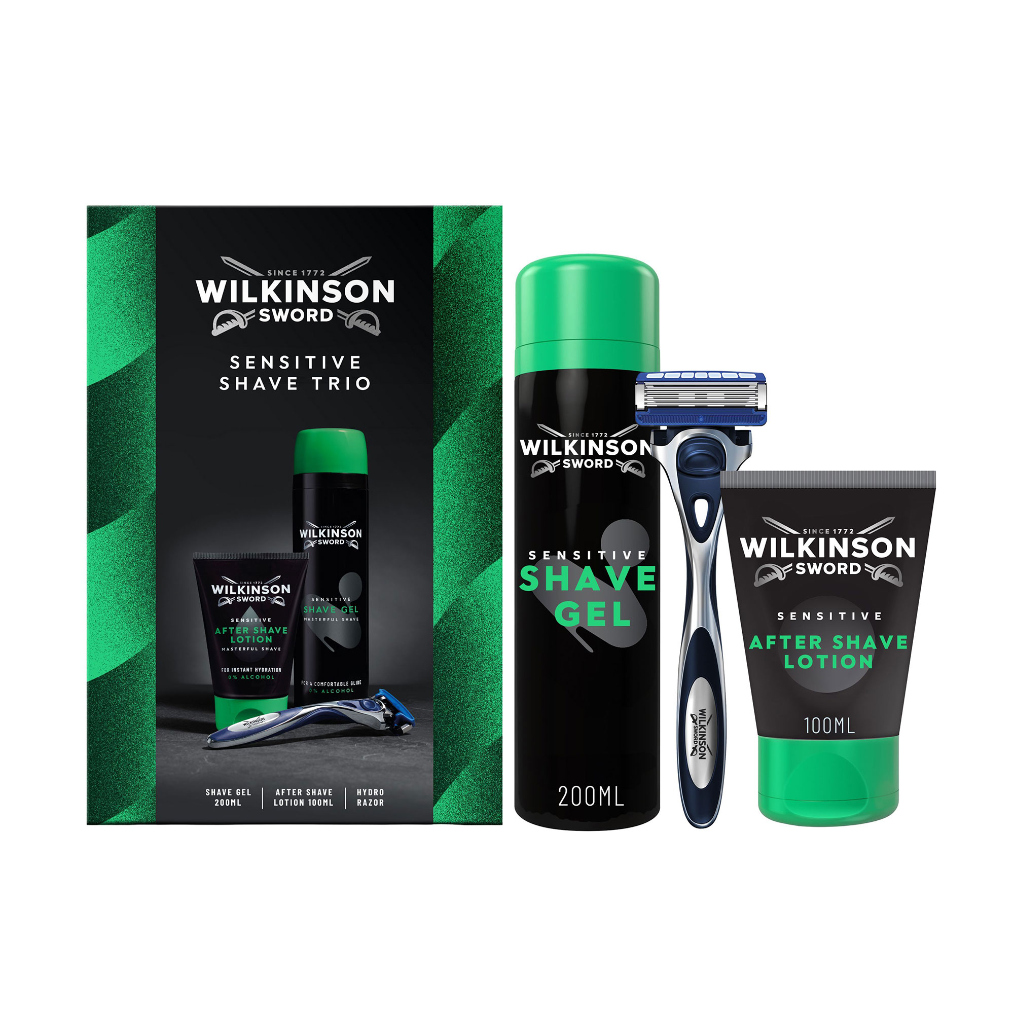 Чоловічий набір для гоління Wilkinson Sword Sensitive Shave Trio (гель для гоління, 200 мл + лосьйон після гоління, 100 мл + бритва, 1 шт)
Чоловічий набір для гоління Wilkinson Sword Sensitive Shave Trio (гель для гоління, 200 мл + лосьйон після гоління, 100 мл + бритва, 1 шт)