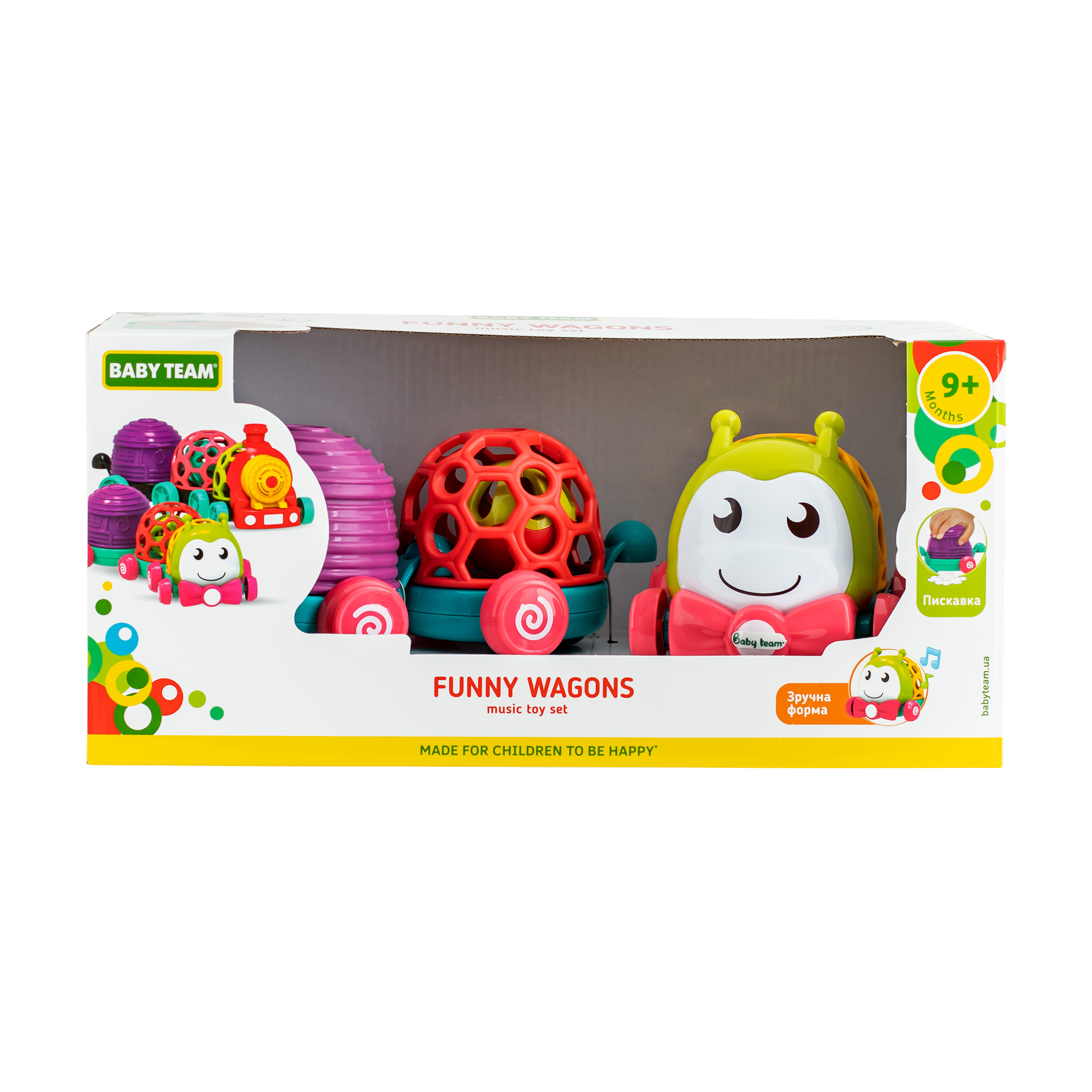 Музичний набір іграшок Baby Team Забавні вагончики Гусінь, від 9 місяців (8672)
Музичний набір іграшок Baby Team Забавні вагончики Гусінь, від 9 місяців (8672)