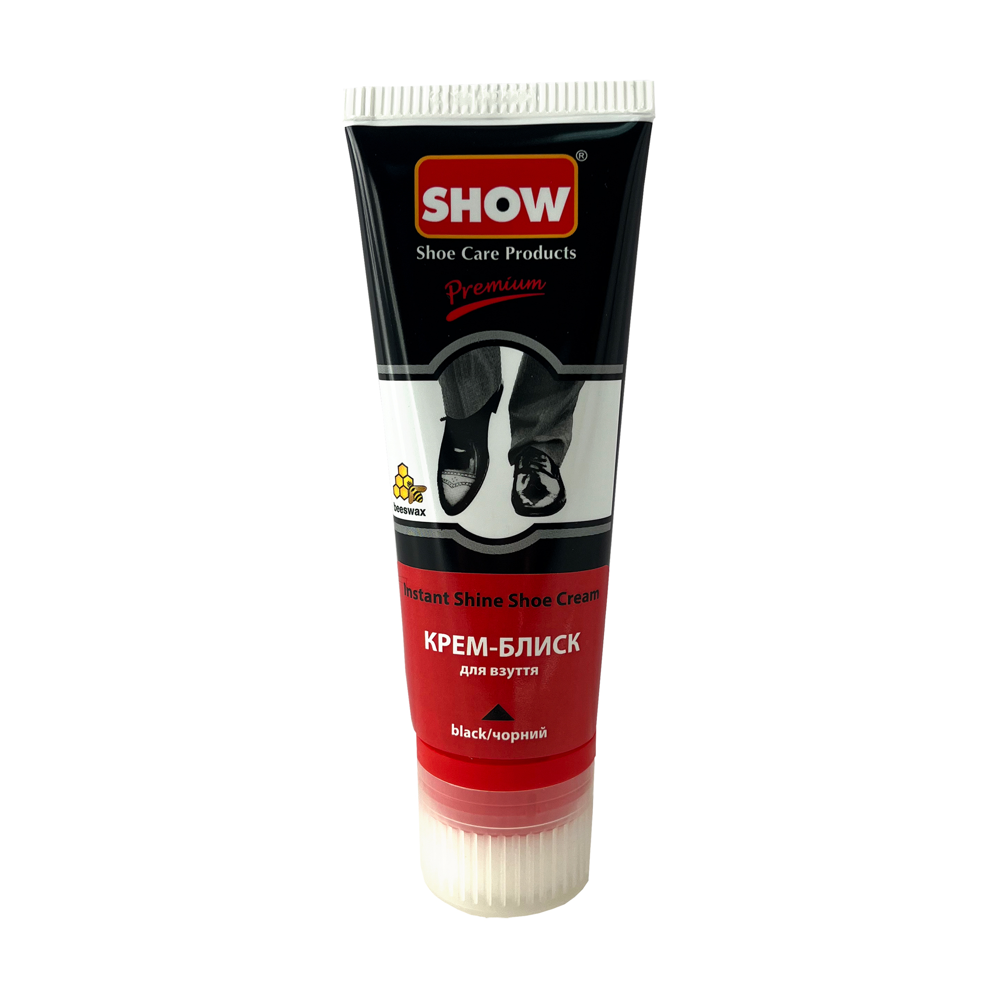 Крем-блиск для взуття SHOW Instant Shine Shoe Cream з губкою, чорний, 75 мл (туба)
Крем-блиск для взуття SHOW Instant Shine Shoe Cream з губкою, чорний, 75 мл (туба)