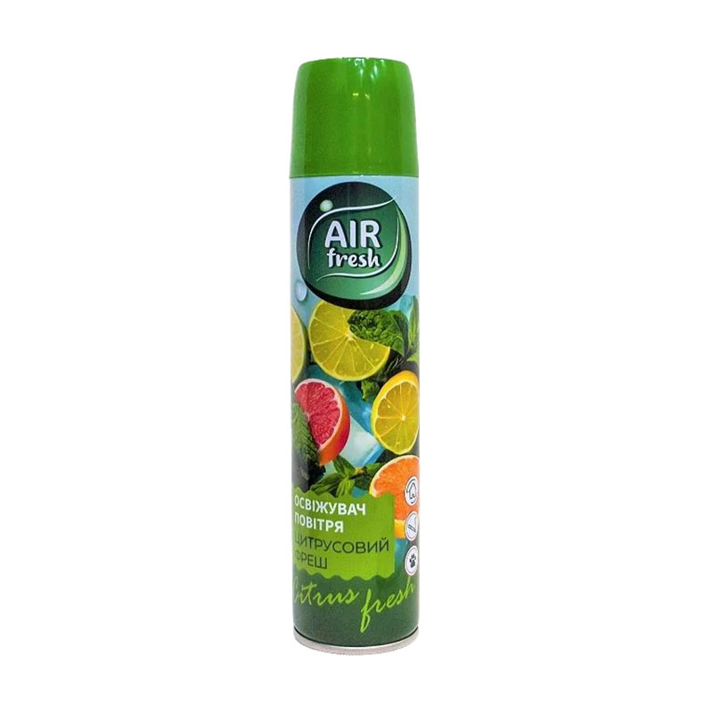 Освіжувач повітря AIR fresh Цитрусовий фреш, 300 мл
Освіжувач повітря AIR fresh Цитрусовий фреш, 300 мл