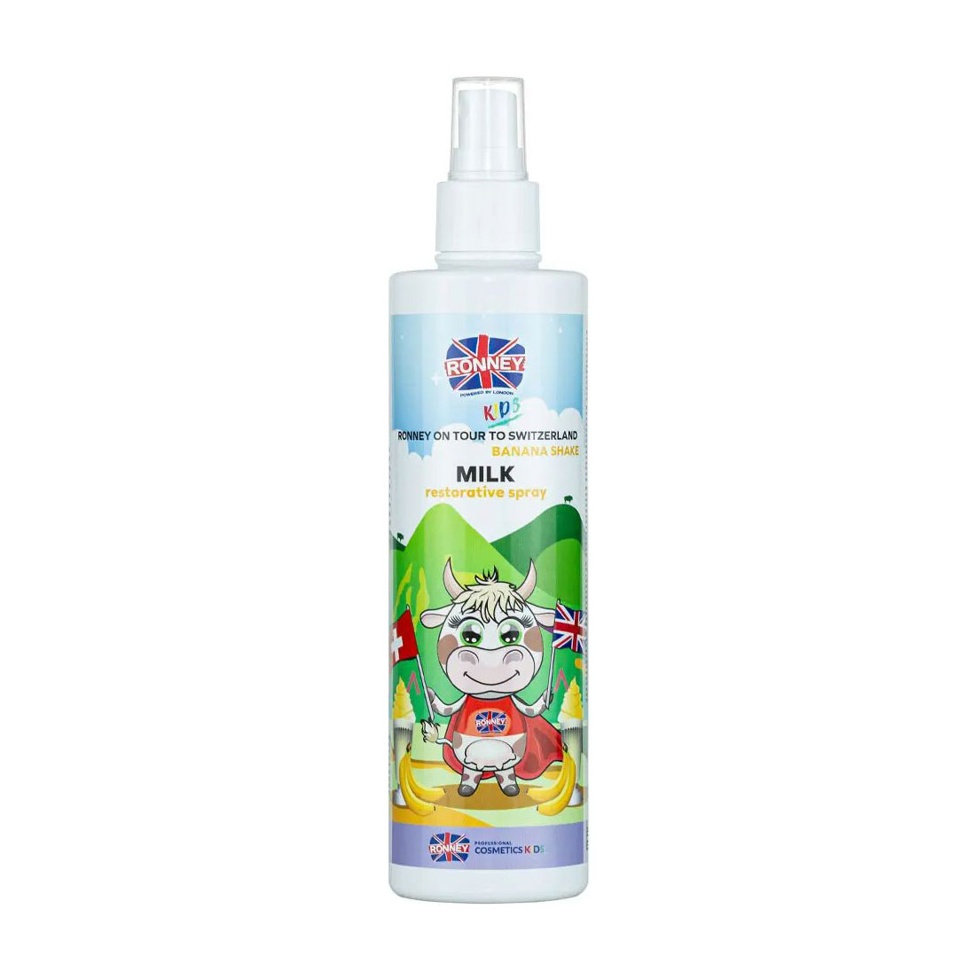 Дитячий спрей-молочко для волосся Ronney Kids On Tour To Switzerland Banana Shake Milk Restorative Spray, 300 мл
Дитячий спрей-молочко для волосся Ronney Kids On Tour To Switzerland Banana Shake Milk Restorative Spray, 300 мл