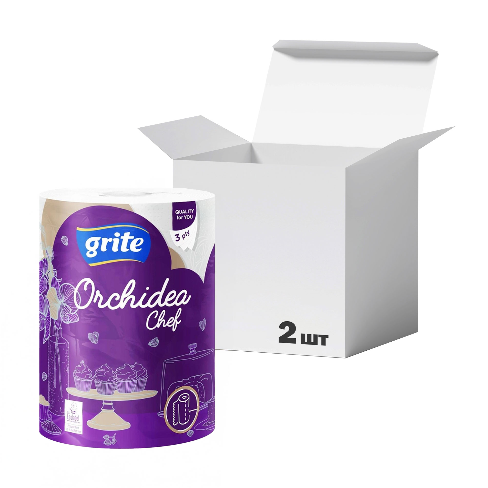 Упаковка паперових рушників Grite Orchidea Chef 3-шарові, 230 відривів, 1 рулон * 2 шт
Упаковка паперових рушників Grite Orchidea Chef 3-шарові, 230 відривів, 1 рулон * 2 шт