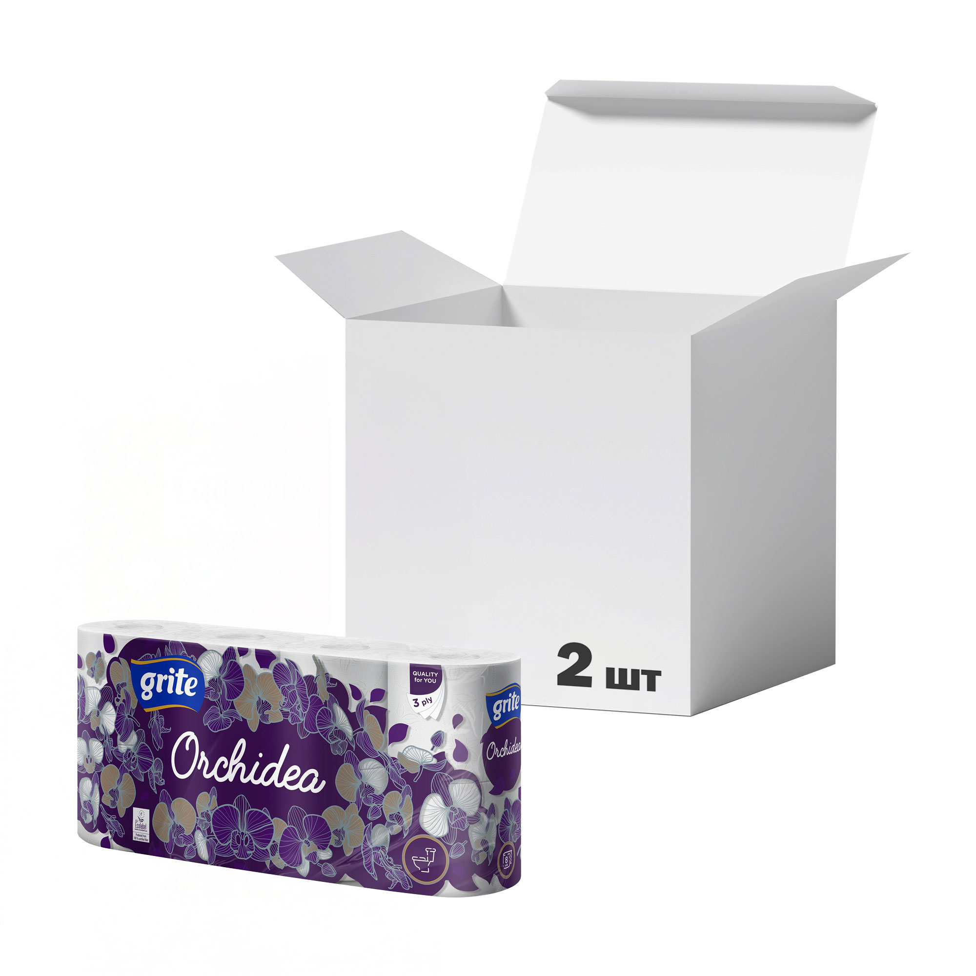 Упаковка туалетного паперу Grite Orchidea білий, 3-шаровий, 145 відривів, 8 рулонів * 2 шт
Упаковка туалетного паперу Grite Orchidea білий, 3-шаровий, 145 відривів, 8 рулонів * 2 шт