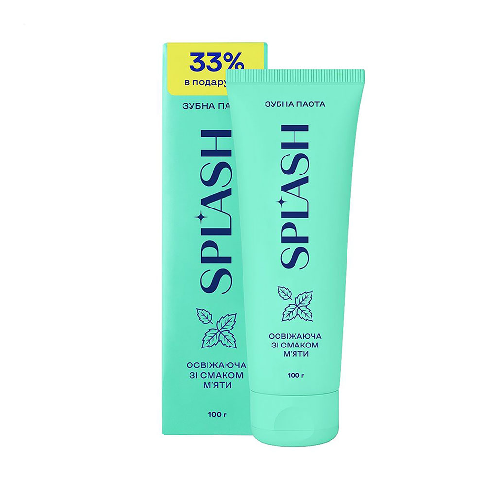 Зубна паста Splash Spearmint Peppermint Toothpaste, 100 г
Зубна паста Splash Spearmint Peppermint Toothpaste, 100 г