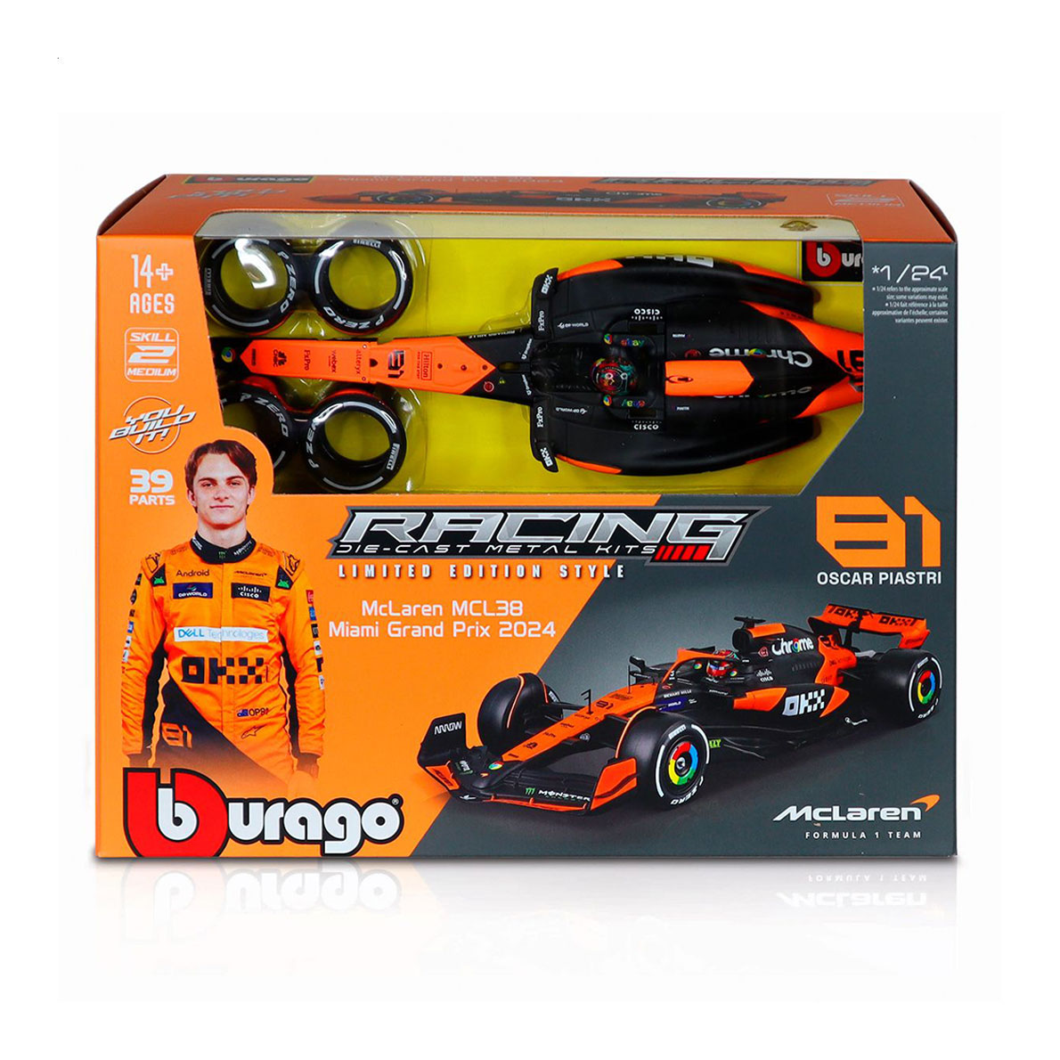 Конструктор Bburago McLaren MCL38, 1:24, 40 деталей, від 14 років (18-28512)
Конструктор Bburago McLaren MCL38, 1:24, 40 деталей, від 14 років (18-28512)