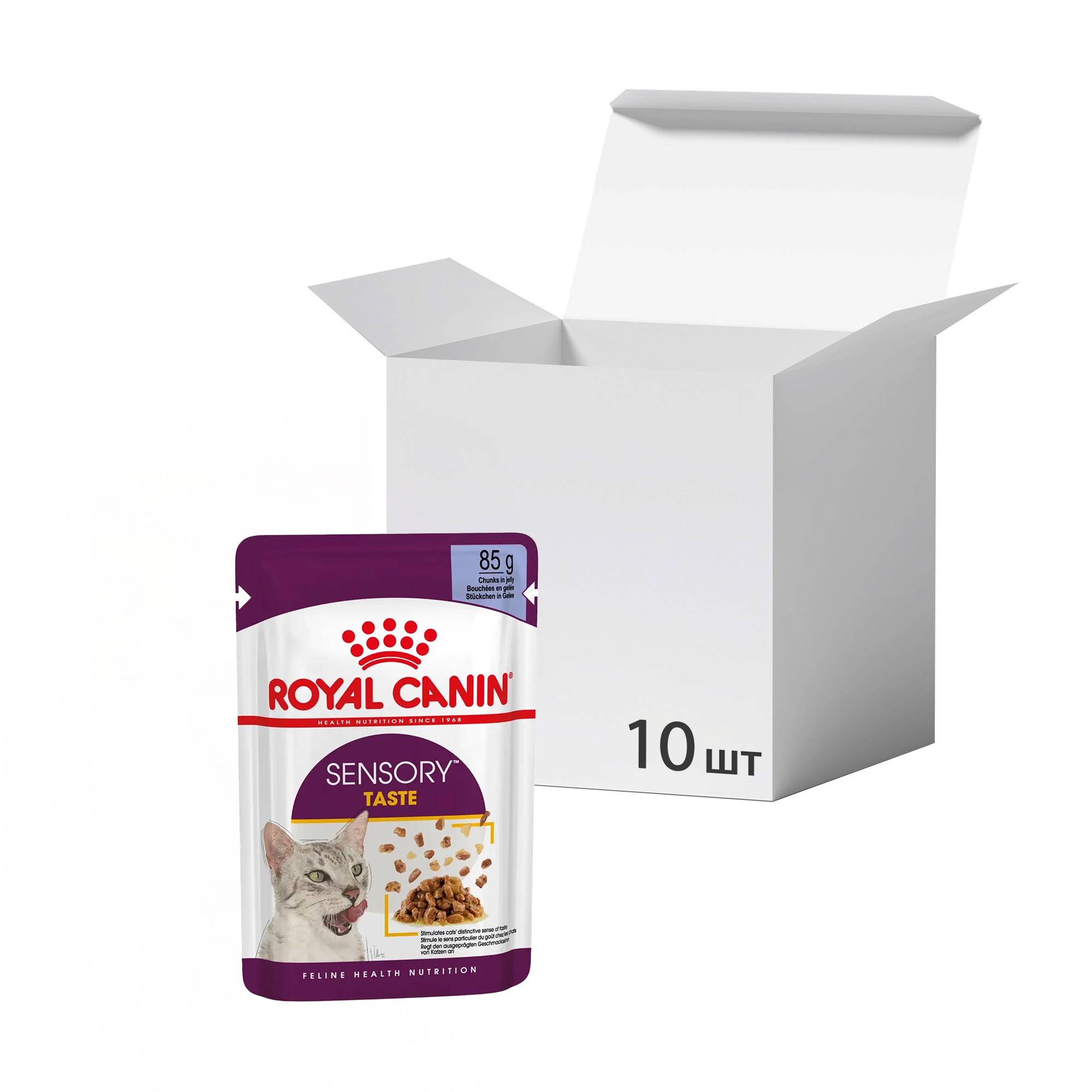 Упаковка вологого корму для дорослих котів Royal Canin Sensory Taste шматочки в желе, cтимулює смак, 85 г * 10 шт
Упаковка вологого корму для дорослих котів Royal Canin Sensory Taste шматочки в желе, cтимулює смак, 85 г * 10 шт