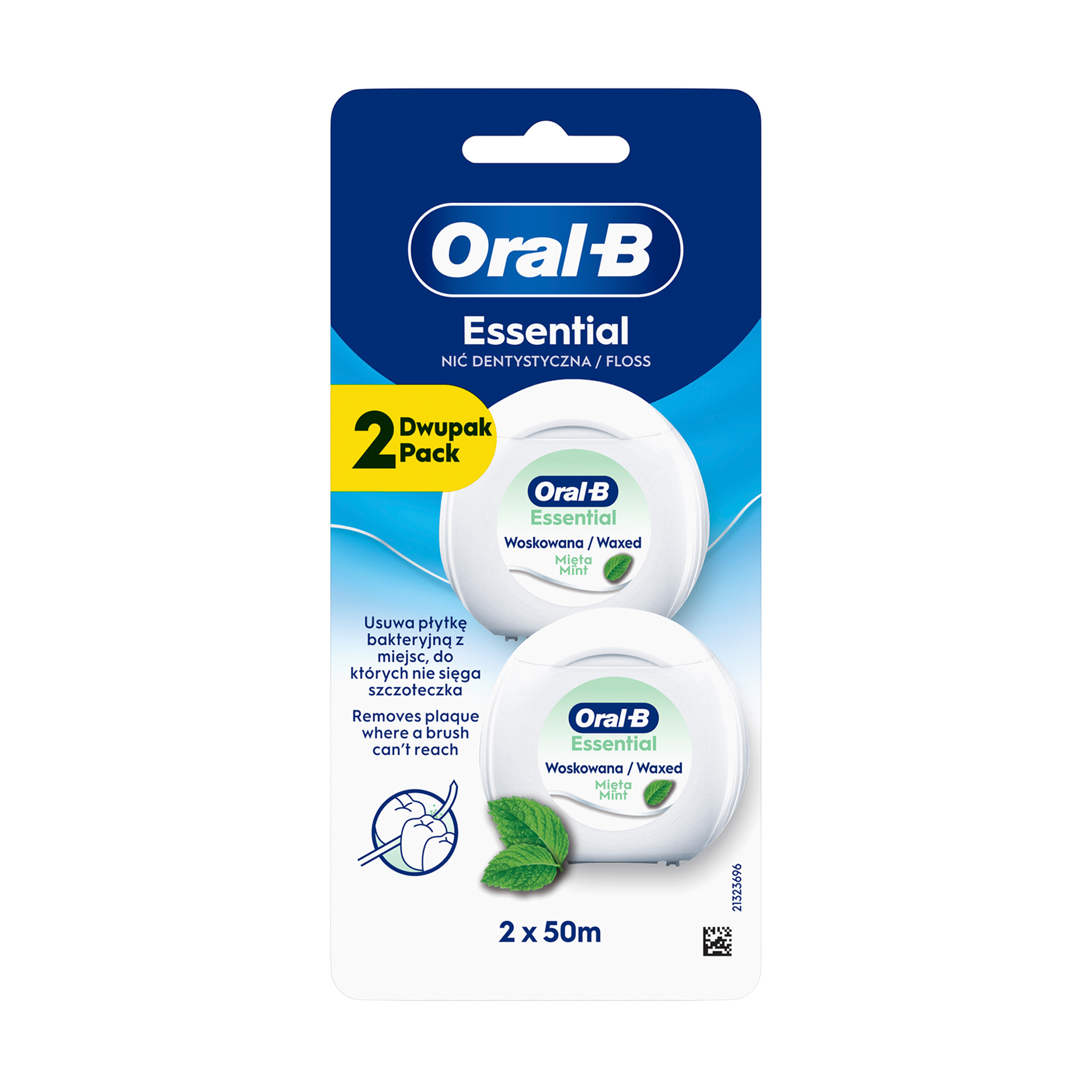 Зубна нитка Oral-B Essential Floss Waxed Mint, 2*50 м
Зубна нитка Oral-B Essential Floss Waxed Mint, 2*50 м
