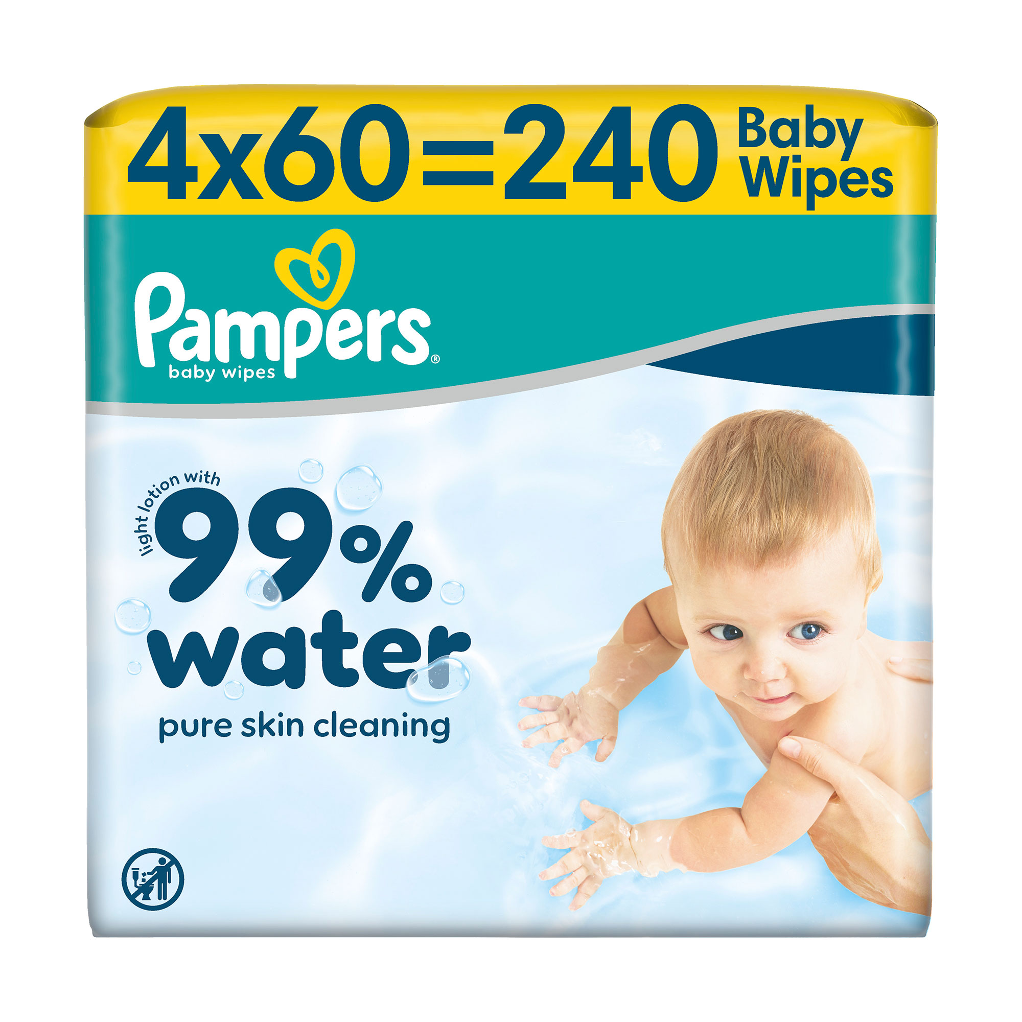 Дитячі вологі серветки Pampers 99% Water Pure Skin Cleaning, 4*60 шт
Дитячі вологі серветки Pampers 99% Water Pure Skin Cleaning, 4*60 шт