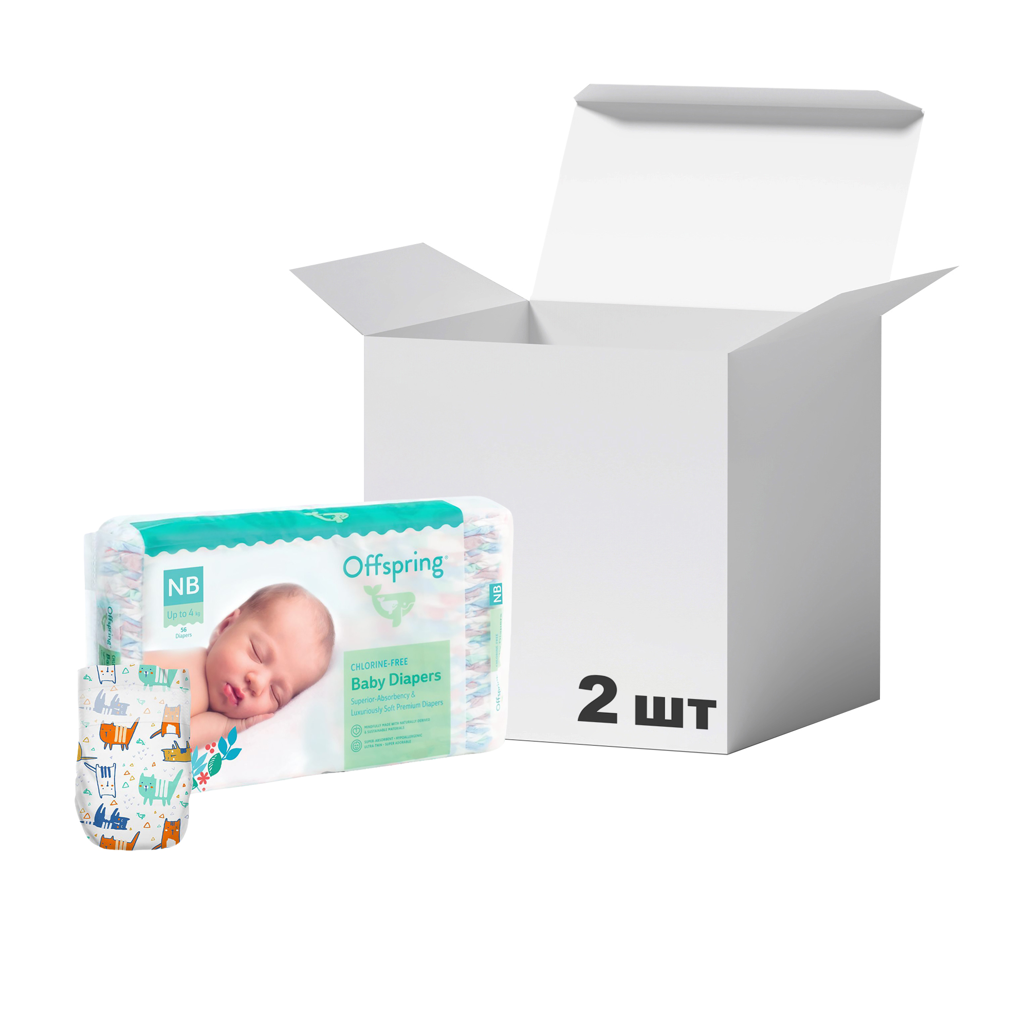 Упаковка підгузків Offspring Meow The Cat, розмір NB (до 4 кг), 56 шт * 2 шт
Упаковка підгузків Offspring Meow The Cat, розмір NB (до 4 кг), 56 шт * 2 шт