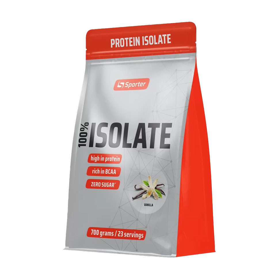 Ізолят сироваткового протеїну Sporter 100% Isolate Ваніль, в порошку, 700 г
Ізолят сироваткового протеїну Sporter 100% Isolate Ваніль, в порошку, 700 г