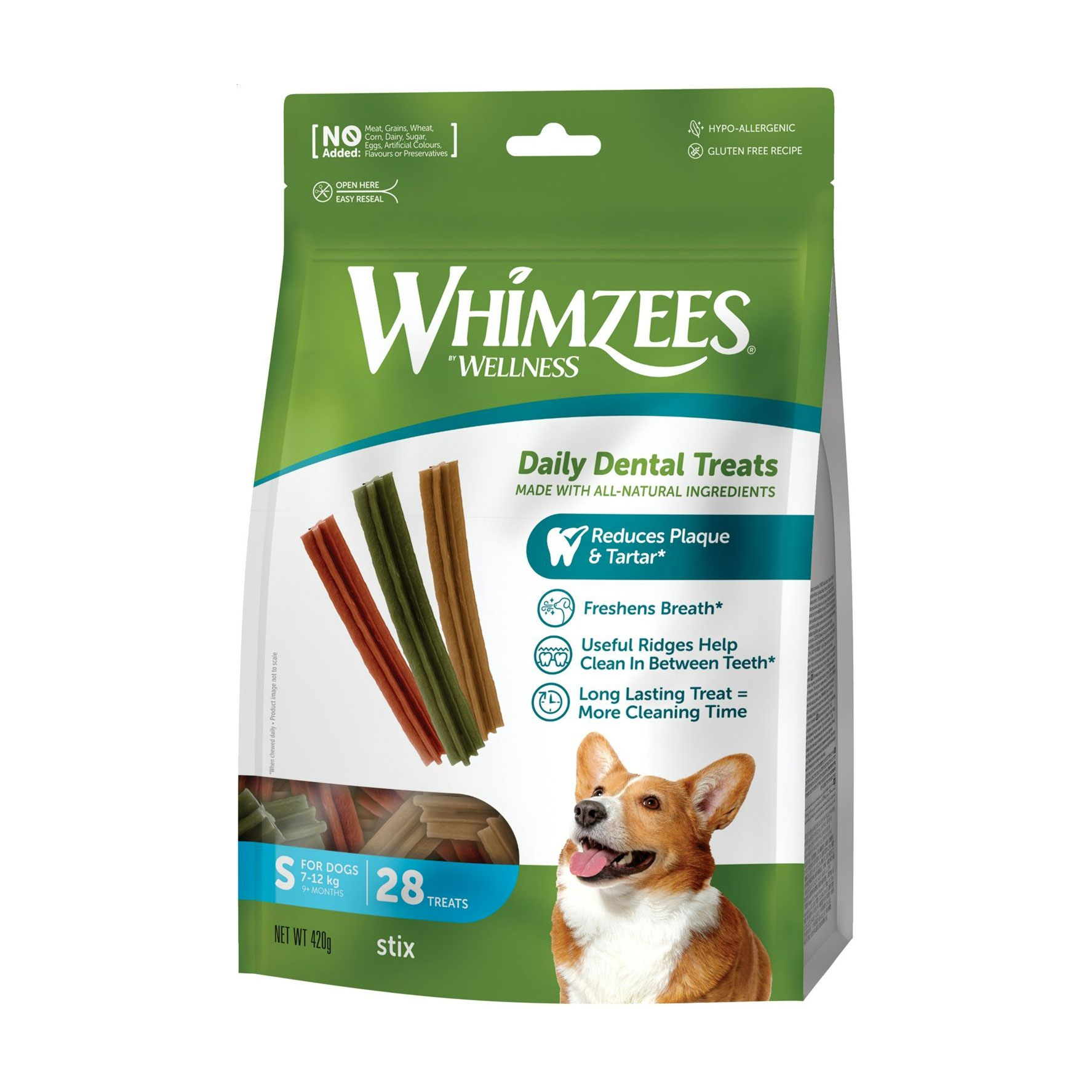 Ласощі для собак Whimzees Stix Daily Dental Treats розміром S (7-12 кг), від 9 місяців, у формі паличок, 28 шт
Ласощі для собак Whimzees Stix Daily Dental Treats розміром S (7-12 кг), від 9 місяців, у формі паличок, 28 шт