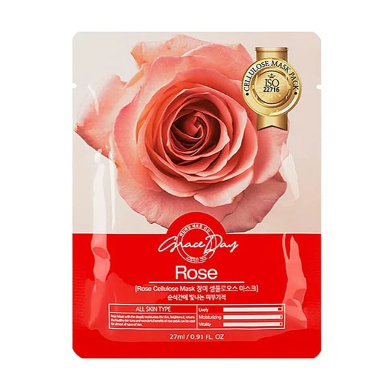 Тканинна маска для обличчя Grace Day Cellulose Mask з екстрактом троянди, 27 мл
Тканинна маска для обличчя Grace Day Cellulose Mask з екстрактом троянди, 27 мл