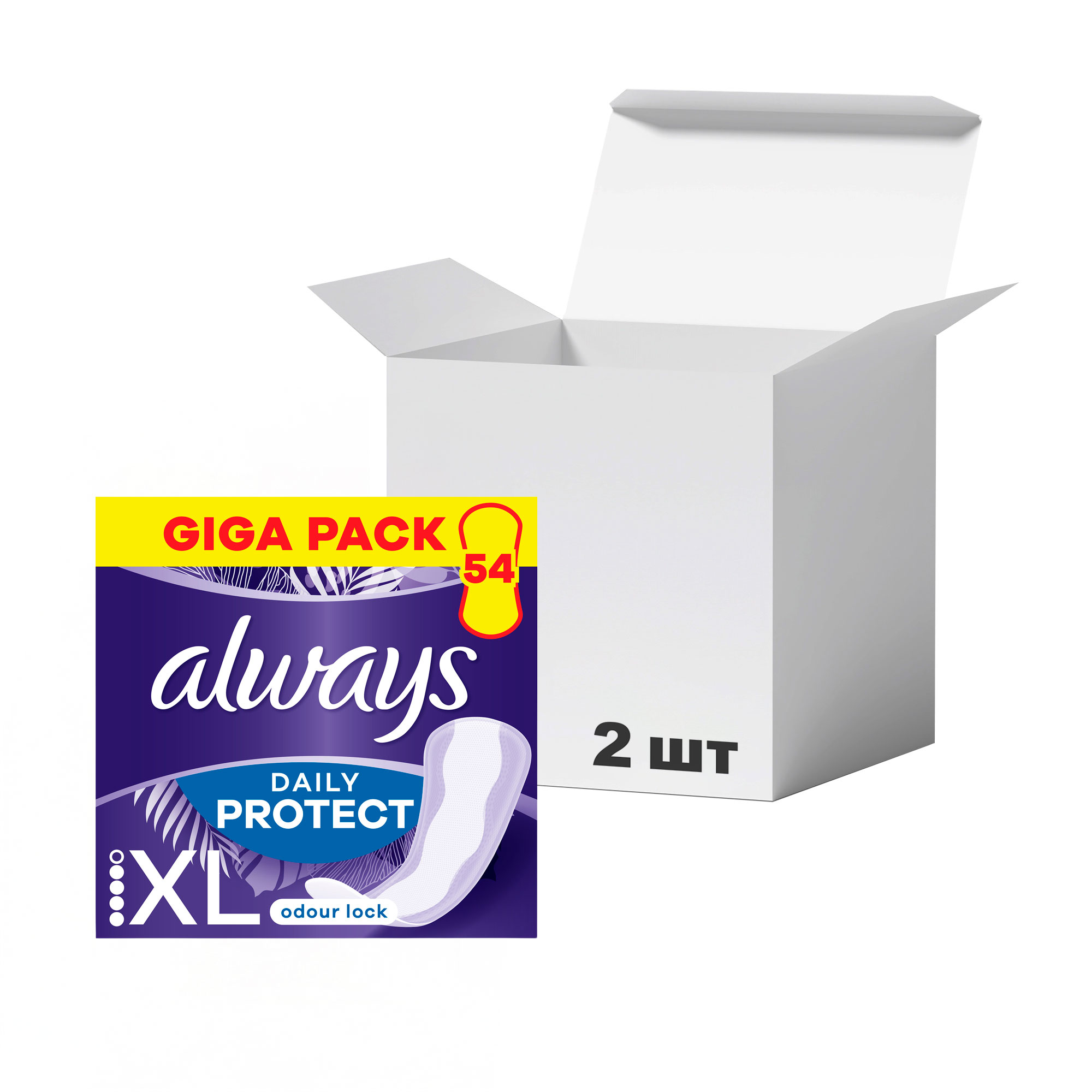 Упаковка щоденних прокладок Always Daily Protect ХL Нейтралізація запаху, 54 шт * 2 шт
Упаковка щоденних прокладок Always Daily Protect ХL Нейтралізація запаху, 54 шт * 2 шт