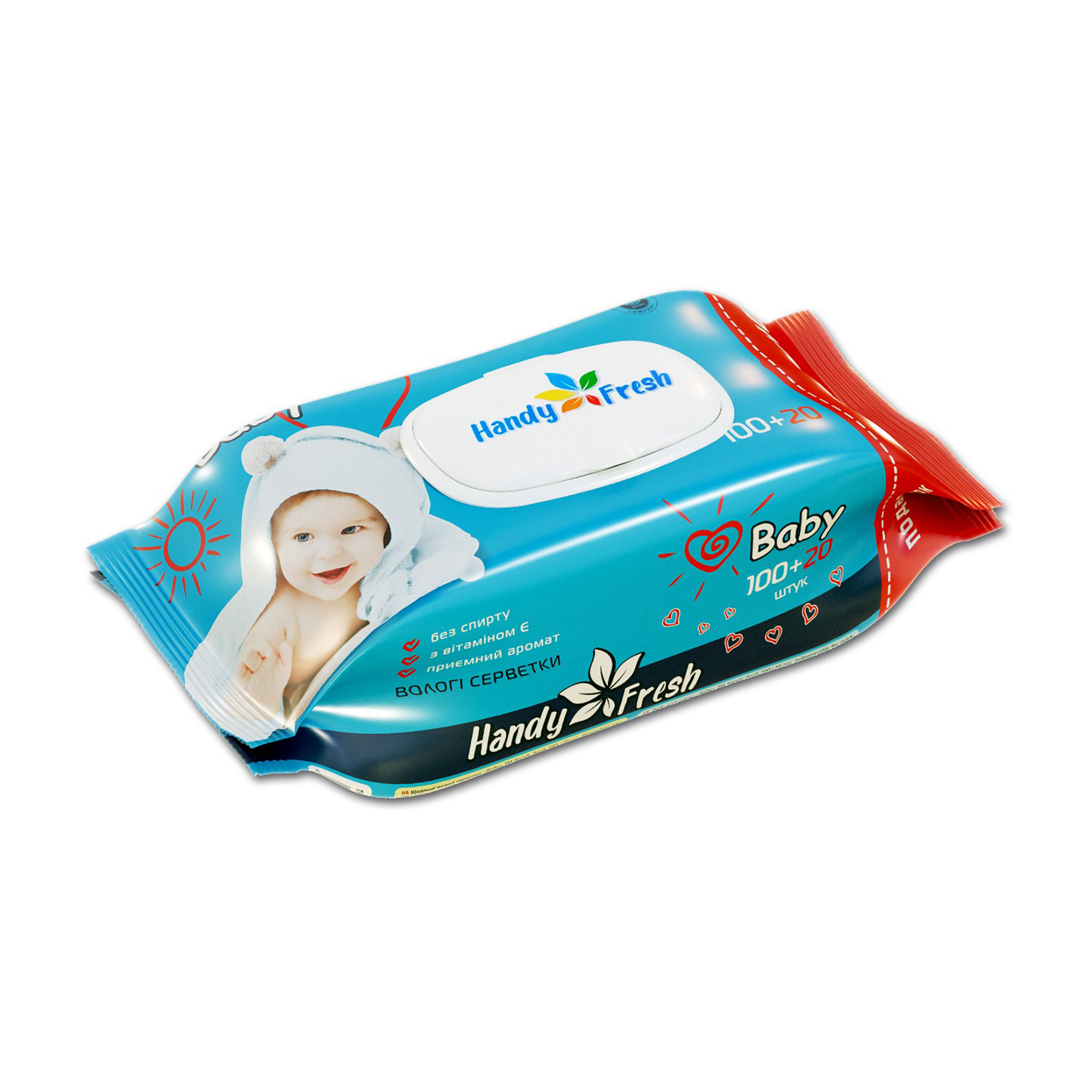 Дитячі вологі серветки Handy Fresh Baby, з клапаном, 100+20 шт
Дитячі вологі серветки Handy Fresh Baby, з клапаном, 100+20 шт