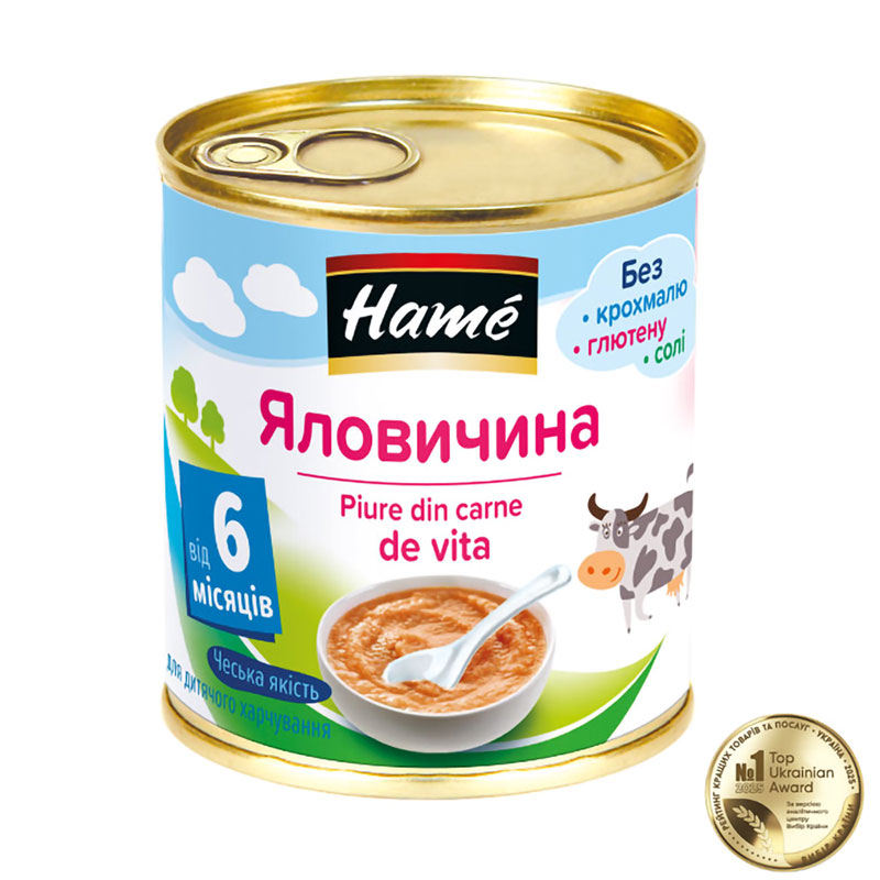 Дитяче м'ясне пюре Hame яловичина, від 6 місяців, 100 г
Дитяче м'ясне пюре Hame яловичина, від 6 місяців, 100 г