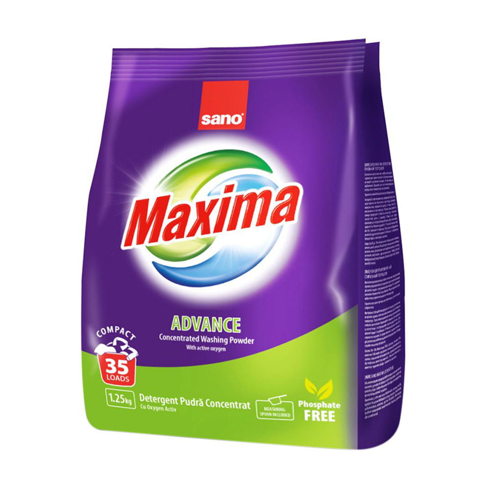 Пральний порошок SANO Maxima Advance, 35 циклів прання, 1.25 кг
Пральний порошок SANO Maxima Advance, 35 циклів прання, 1.25 кг