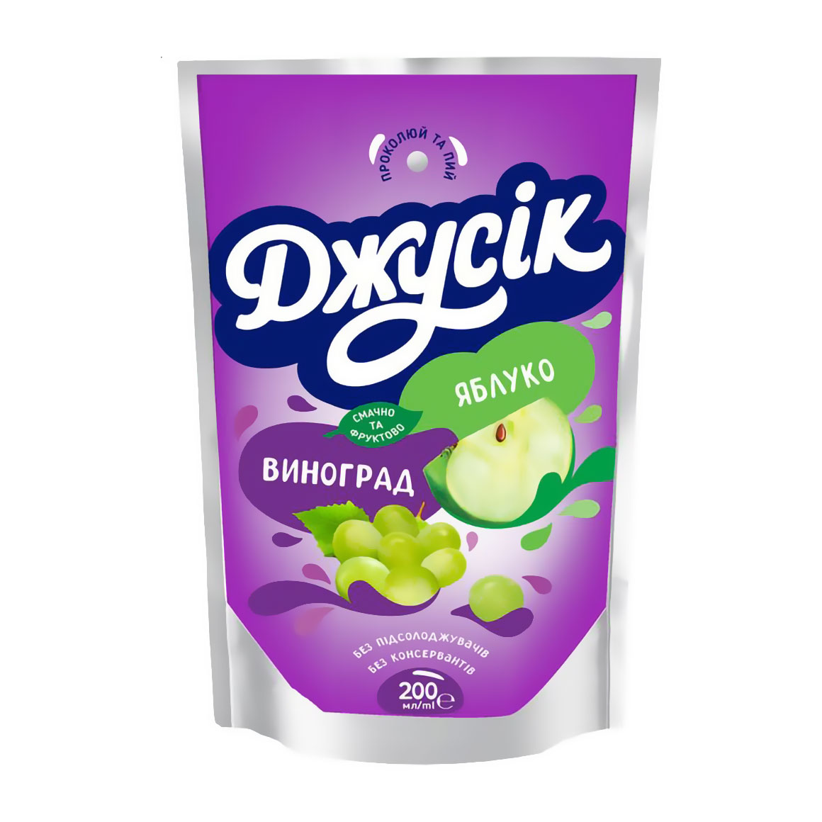 Напій соковий Джусік Яблуко-виноград, 200 мл
Напій соковий Джусік Яблуко-виноград, 200 мл