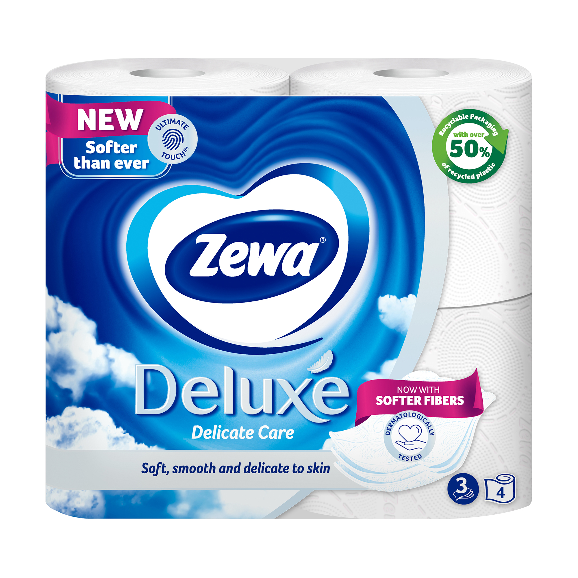 Туалетний папір Zewa Deluxe білий, 3-шаровий, 150 відривів, 4 рулони
Туалетний папір Zewa Deluxe білий, 3-шаровий, 150 відривів, 4 рулони