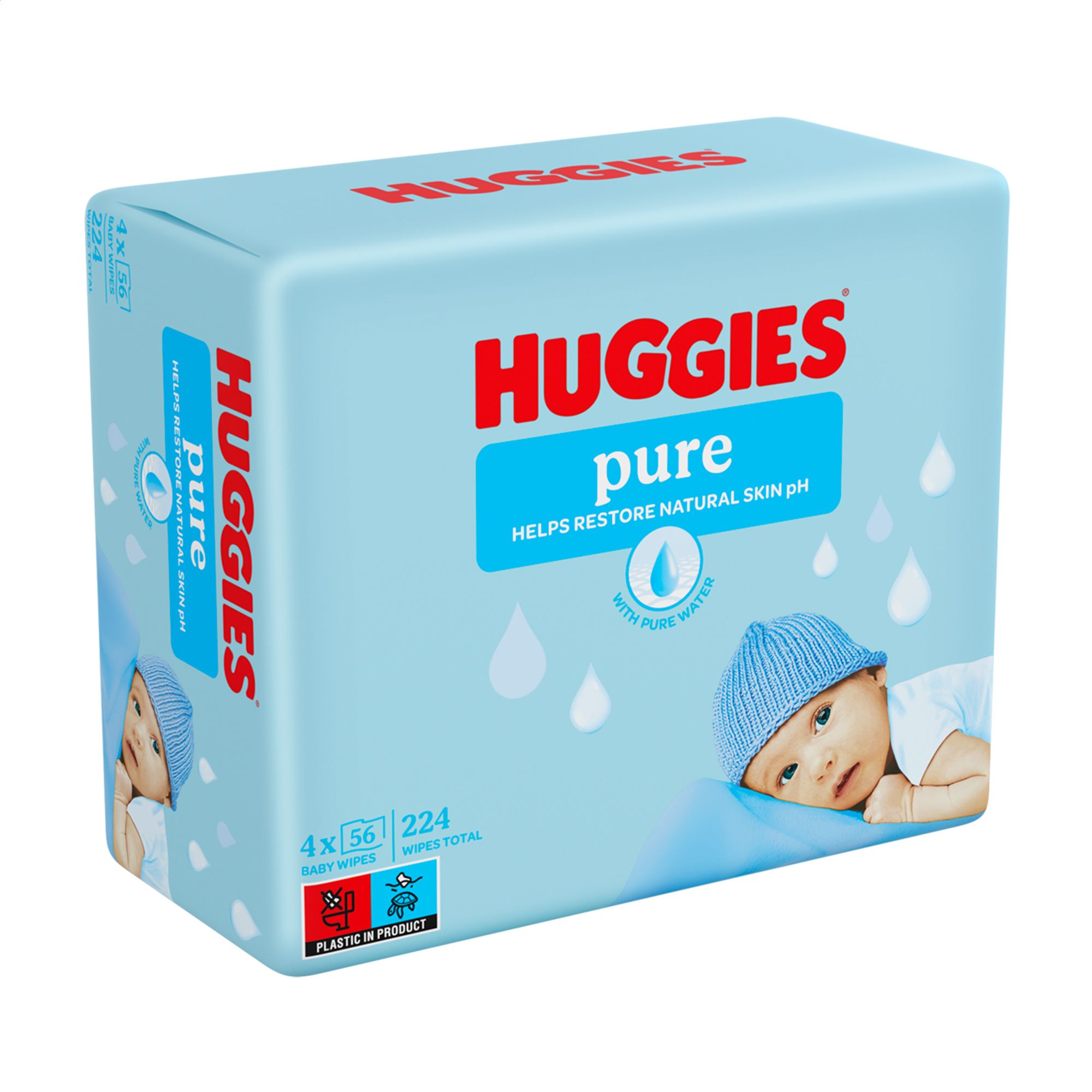 Дитячі вологі серветки Huggies Pure для немовлят, 4*56 шт
Дитячі вологі серветки Huggies Pure для немовлят, 4*56 шт