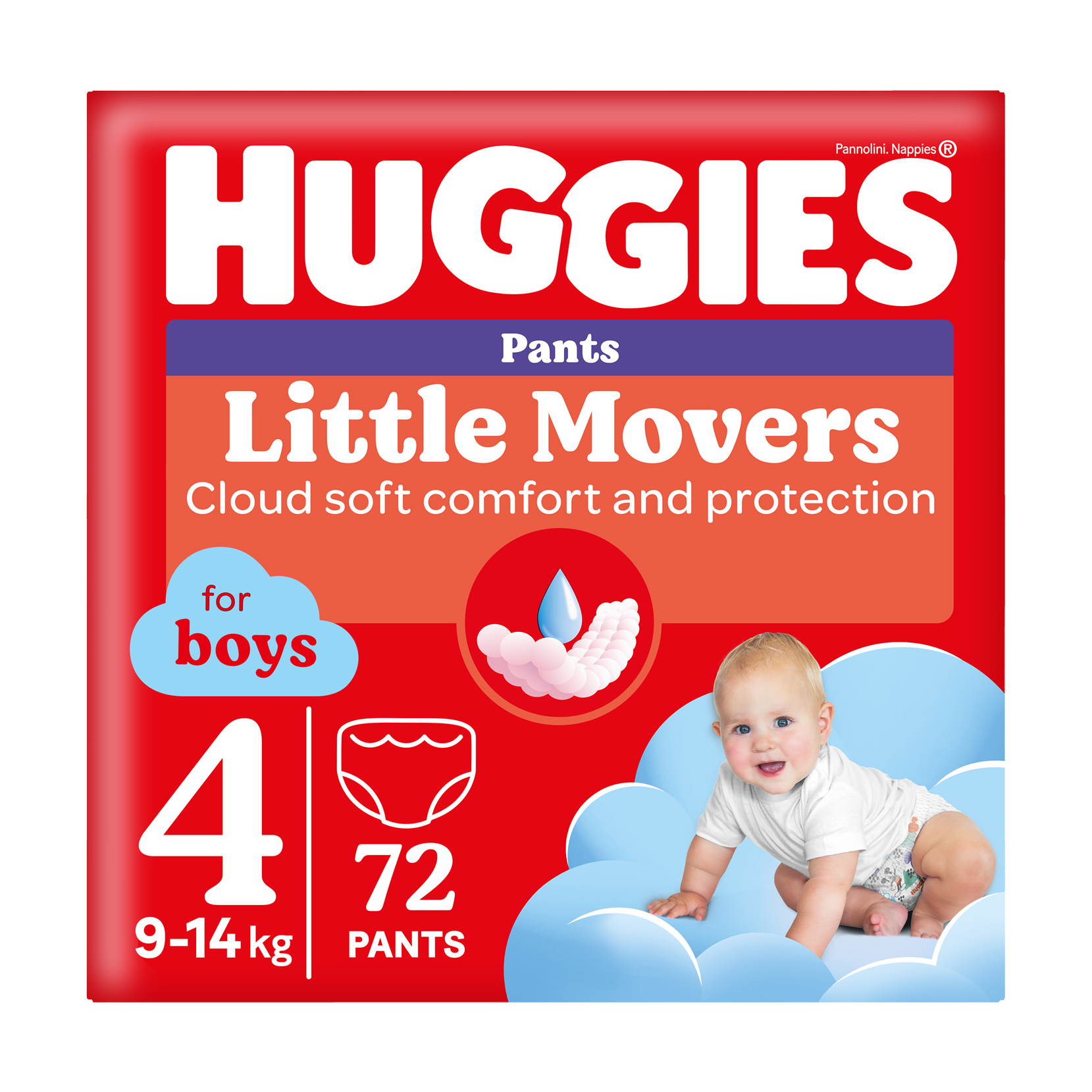Підгузки-трусики Huggies Little Movers Pants для хлопчиків, розмір 4 (9-14 кг), 72 шт
Підгузки-трусики Huggies Little Movers Pants для хлопчиків, розмір 4 (9-14 кг), 72 шт