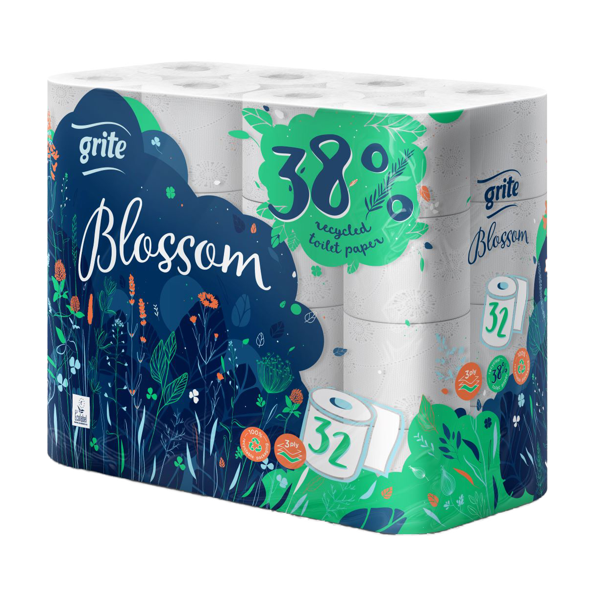 Туалетний папір Grite Blossom білий, 3-шаровий, 150 відривів, 32 рулони
Туалетний папір Grite Blossom білий, 3-шаровий, 150 відривів, 32 рулони