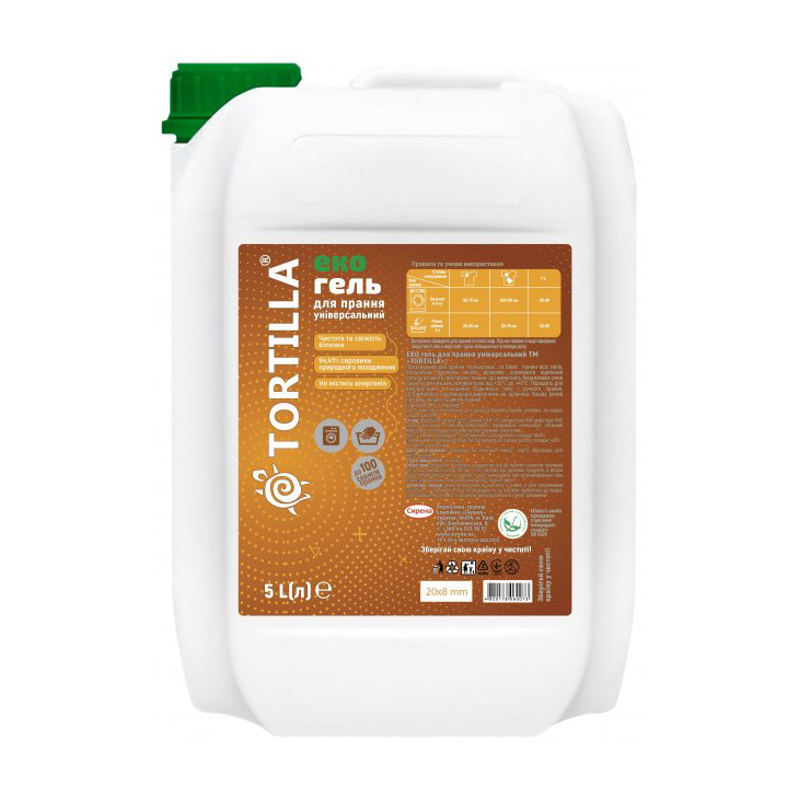 Уцінка! Екогель для прання Tortilla універсальний, 100 циклів прання, 5 л
Уцінка! Екогель для прання Tortilla універсальний, 100 циклів прання, 5 л