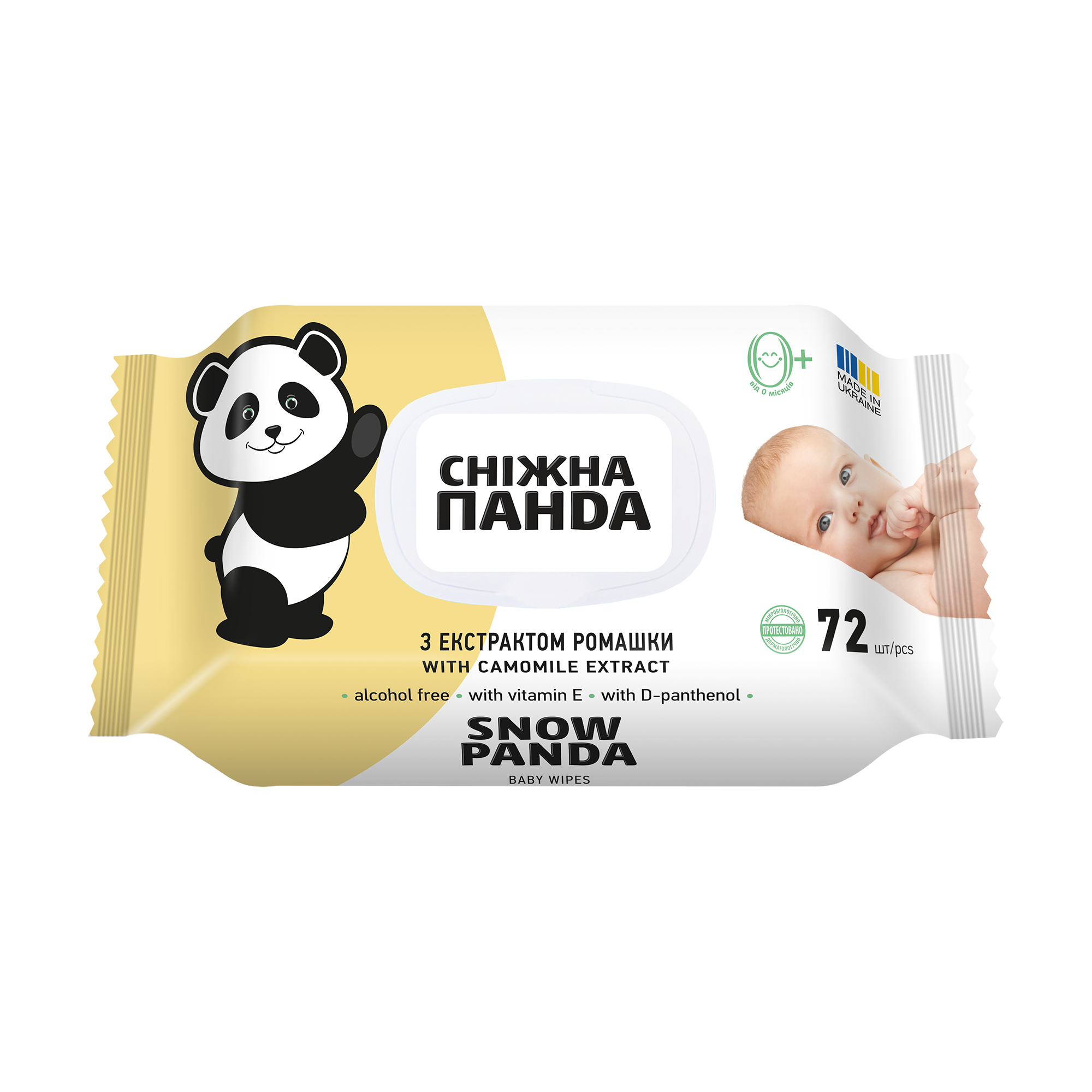 Вологі серветки Сніжна Панда для немовлят з клапаном, з екстрактом ромашки, 72 шт
Вологі серветки Сніжна Панда для немовлят з клапаном, з екстрактом ромашки, 72 шт