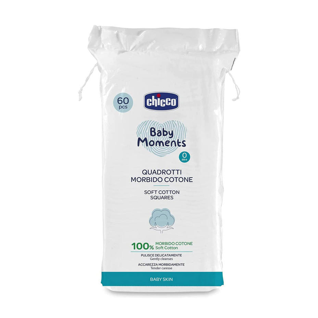 М'які бавовняні серветки Chicco Baby Moments Soft Cotton Squares, 60 шт
М'які бавовняні серветки Chicco Baby Moments Soft Cotton Squares, 60 шт