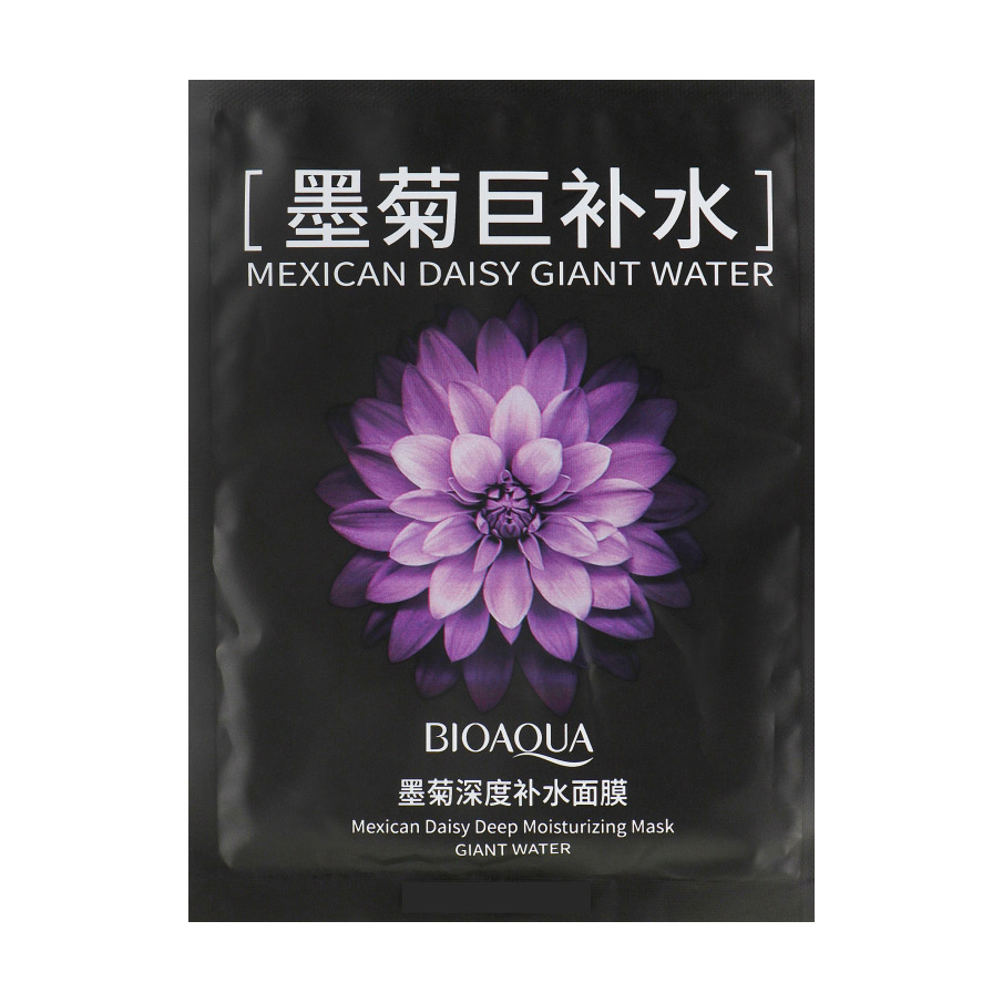 Тканинна маска для обличчя Bioaqua Mexican Daisy Deep Moisturizing Mask Giant Water зволожувальна, з екстрактом мексиканської чорної хризантеми, 30 г
Тканинна маска для обличчя Bioaqua Mexican Daisy Deep Moisturizing Mask Giant Water зволожувальна, з екстрактом мексиканської чорної хризантеми, 30 г