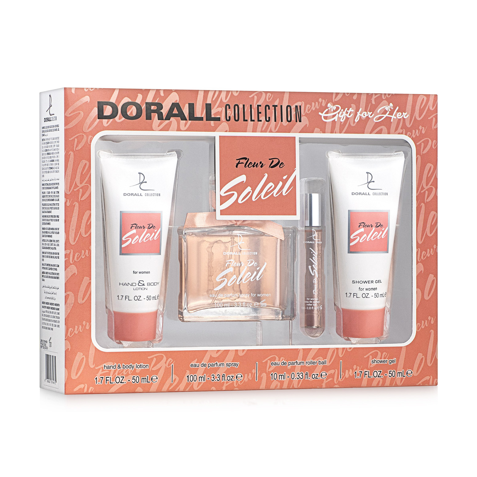 Парфумований набір жіночий Dorall Collection Fleur de Soleil (парфумована вода, 100 мл+парфумована вода (ролер), 10 мл+гель для душу, 50 мл+лосьйон для тіла, 50 мл)
Парфумований набір жіночий Dorall Collection Fleur de Soleil (парфумована вода, 100 мл+парфумована вода (ролер), 10 мл+гель для душу, 50 мл+лосьйон для тіла, 50 мл)
