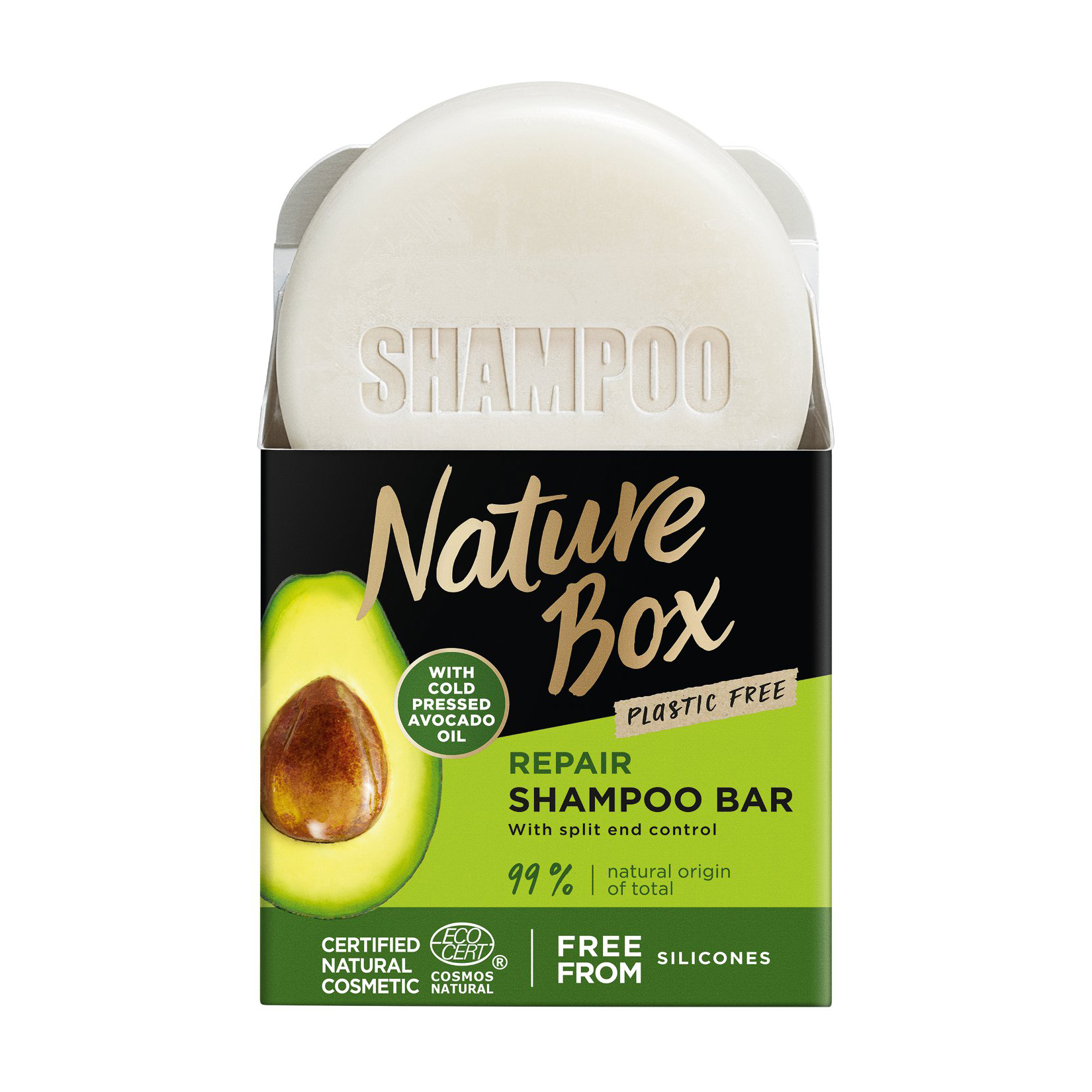 Відновлювальний твердий шампунь для волосся Nature Box Repair Shampoo Bar з олією авокадо холодного віджиму, 85 г
Відновлювальний твердий шампунь для волосся Nature Box Repair Shampoo Bar з олією авокадо холодного віджиму, 85 г