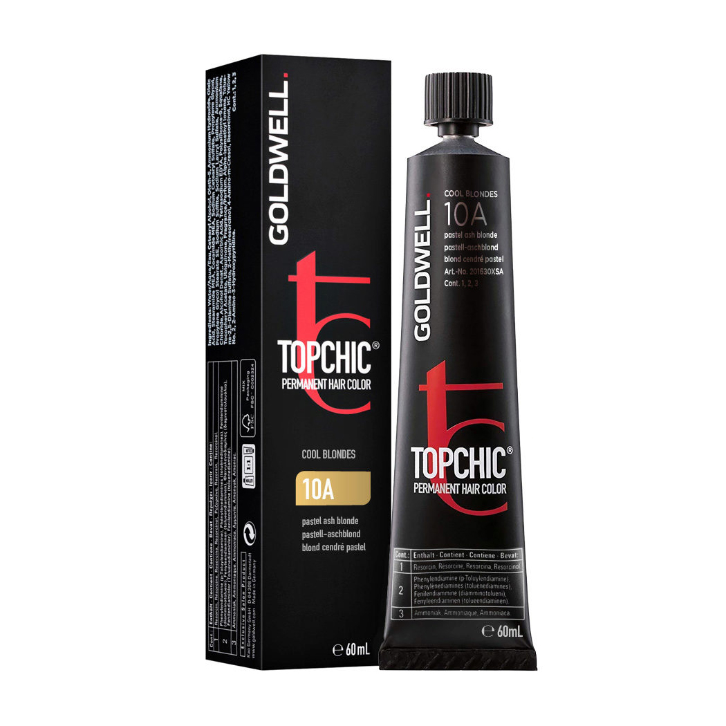 Стійка професійна фарба для волосся Goldwell Topchic Permanent Hair Color 10A Pastel Ash Blonde, 60 мл
Стійка професійна фарба для волосся Goldwell Topchic Permanent Hair Color 10A Pastel Ash Blonde, 60 мл