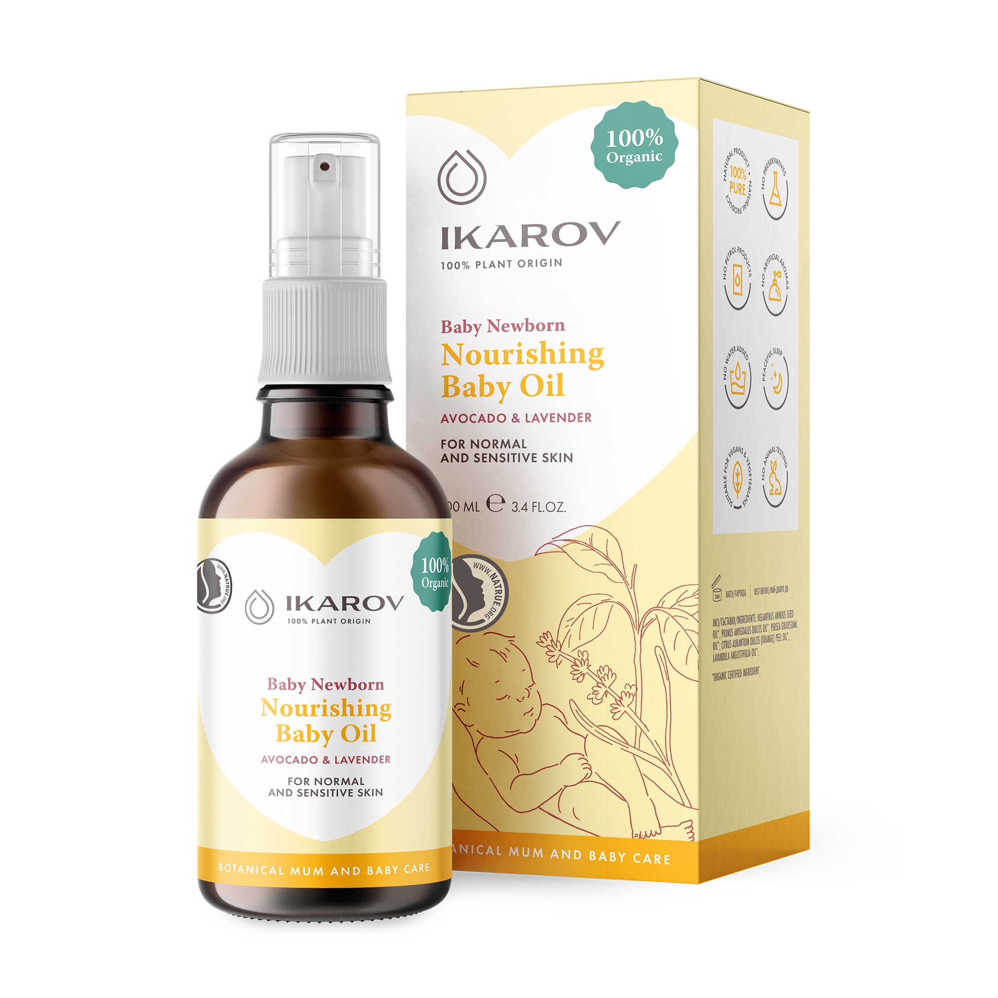 Дитяча живильна олія Ikarov Nourising Baby Oil Авокадо та лаванда, для нормальної та чутливої шкіри, 100 мл
Дитяча живильна олія Ikarov Nourising Baby Oil Авокадо та лаванда, для нормальної та чутливої шкіри, 100 мл