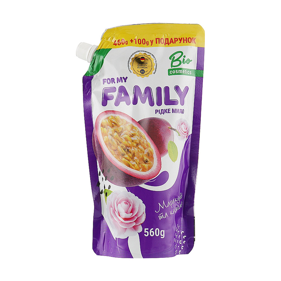 Уцінка! Рідке мило Family Маракуйя та камелія, дойпак, 560 мл
Уцінка! Рідке мило Family Маракуйя та камелія, дойпак, 560 мл