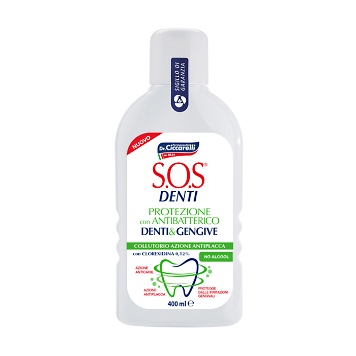 Ополіскувач для ротової порожнини Dr. Ciccarelli S.O.S Denti Teeth and Gums Protection Mouthwash, антибактериальний з хлоргексидином, 400 мл
Ополіскувач для ротової порожнини Dr. Ciccarelli S.O.S Denti Teeth and Gums Protection Mouthwash, антибактериальний з хлоргексидином, 400 мл