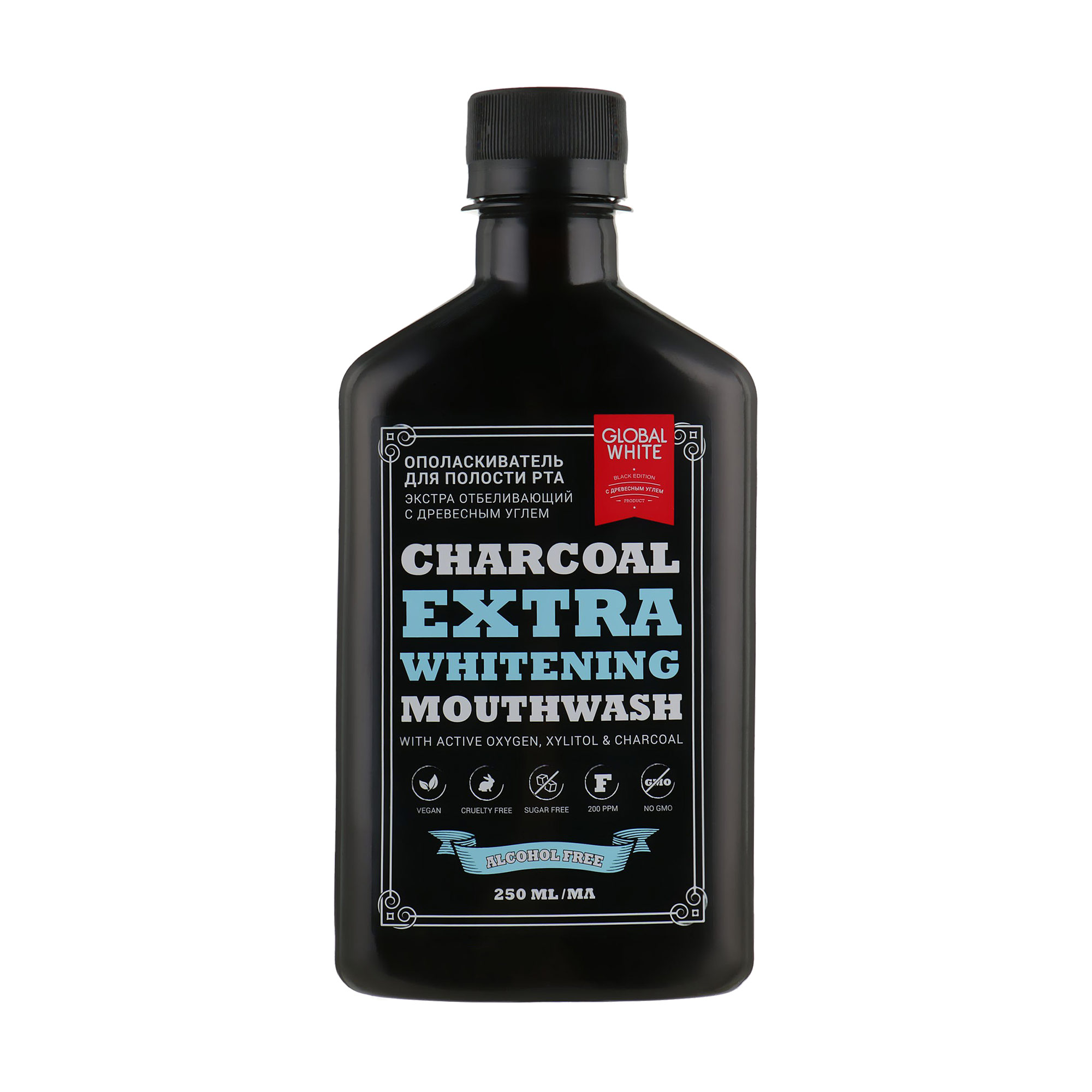 Ополіскувач для ротової порожнини Global White Charcoal Extra Whitening Екстра відбілювальний, з деревним вугіллям, 250 мл
Ополіскувач для ротової порожнини Global White Charcoal Extra Whitening Екстра відбілювальний, з деревним вугіллям, 250 мл