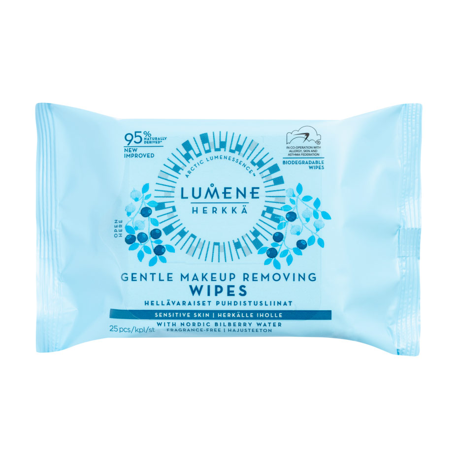 Серветки для делікатного зняття макіяжу 3 в 1 Lumene Herkka Gentle Makeup Removing Wipes, 25 шт
Серветки для делікатного зняття макіяжу 3 в 1 Lumene Herkka Gentle Makeup Removing Wipes, 25 шт