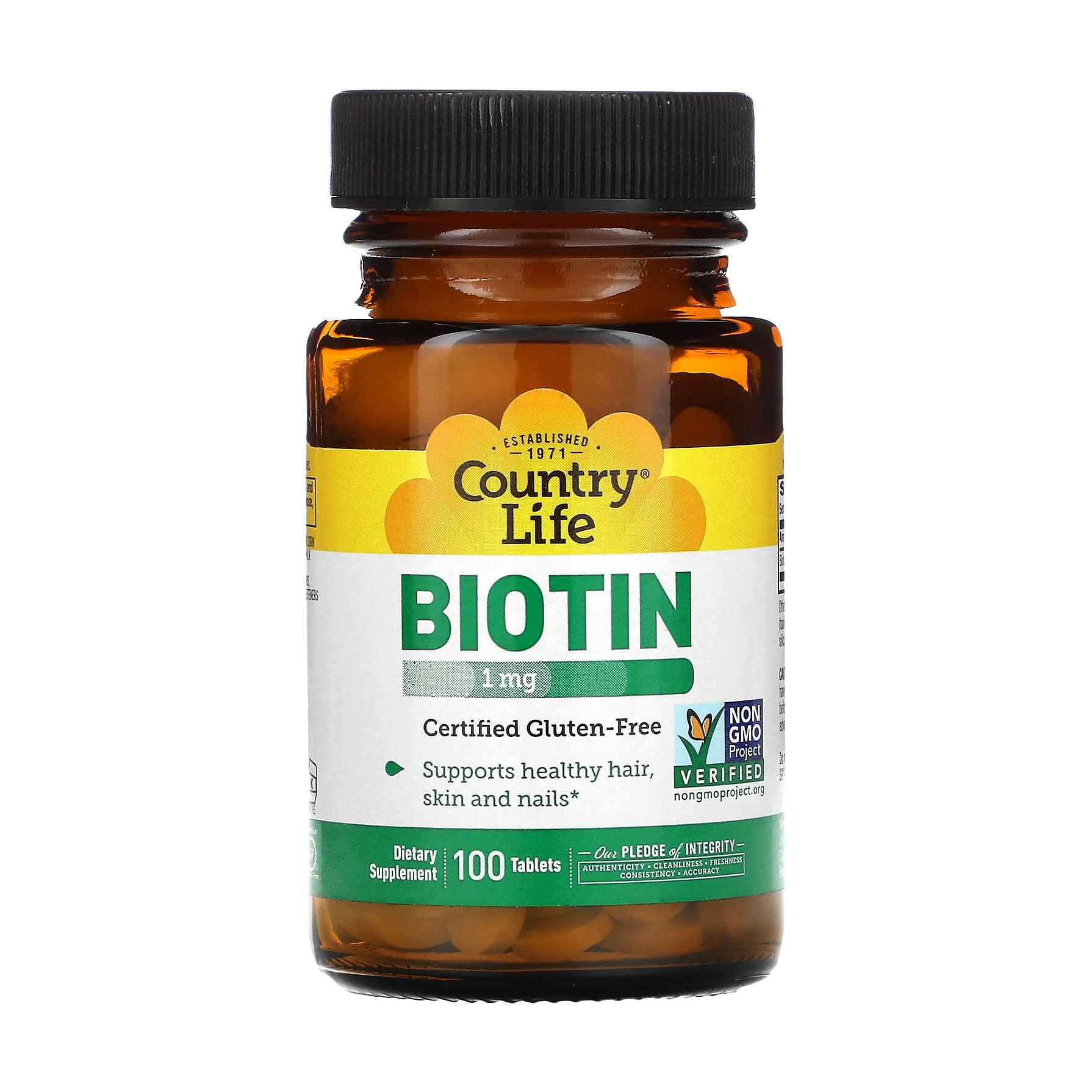 Біотин Country Life Biotin 1 мг, 100 таблеток
Біотин Country Life Biotin 1 мг, 100 таблеток