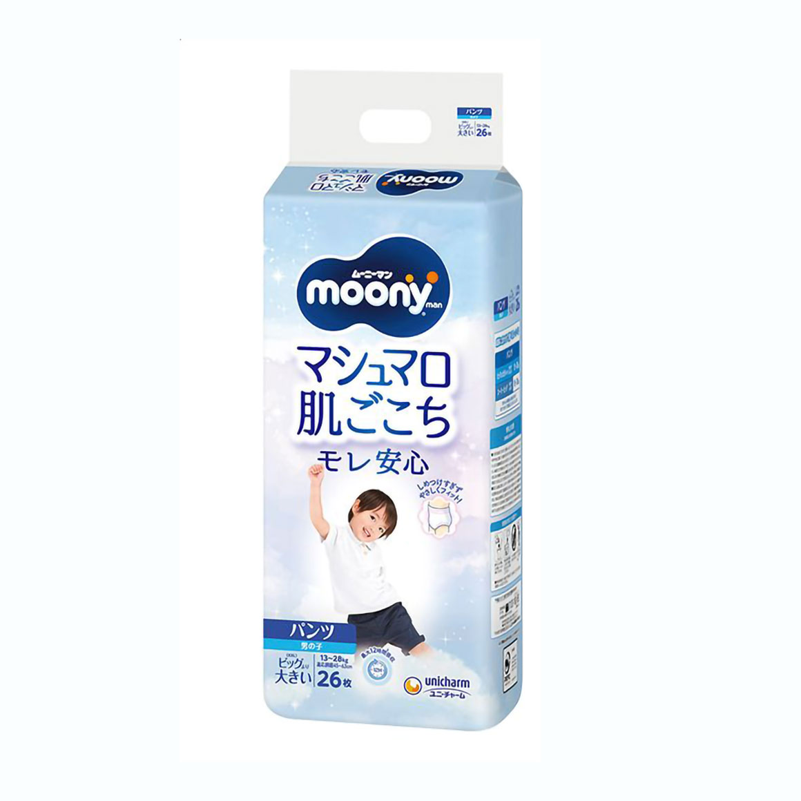 Підгузки-трусики Moony для хлопчиків, розмір XXL (13-28 кг), 26 шт
Підгузки-трусики Moony для хлопчиків, розмір XXL (13-28 кг), 26 шт