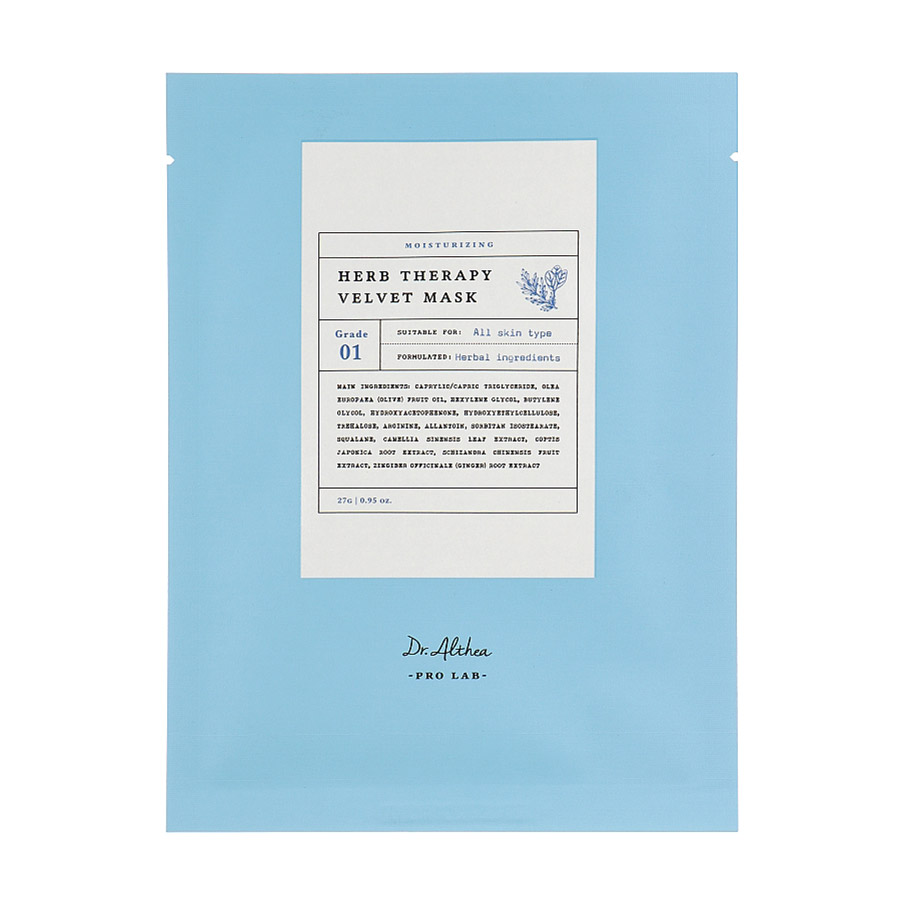 Тканинна маска для обличчя Dr. Althea Pro Lab Herb Therapy Velvet Mask для зняття роздратування шкіри, з рослинними екстрактами, 1 шт
Тканинна маска для обличчя Dr. Althea Pro Lab Herb Therapy Velvet Mask для зняття роздратування шкіри, з рослинними екстрактами, 1 шт