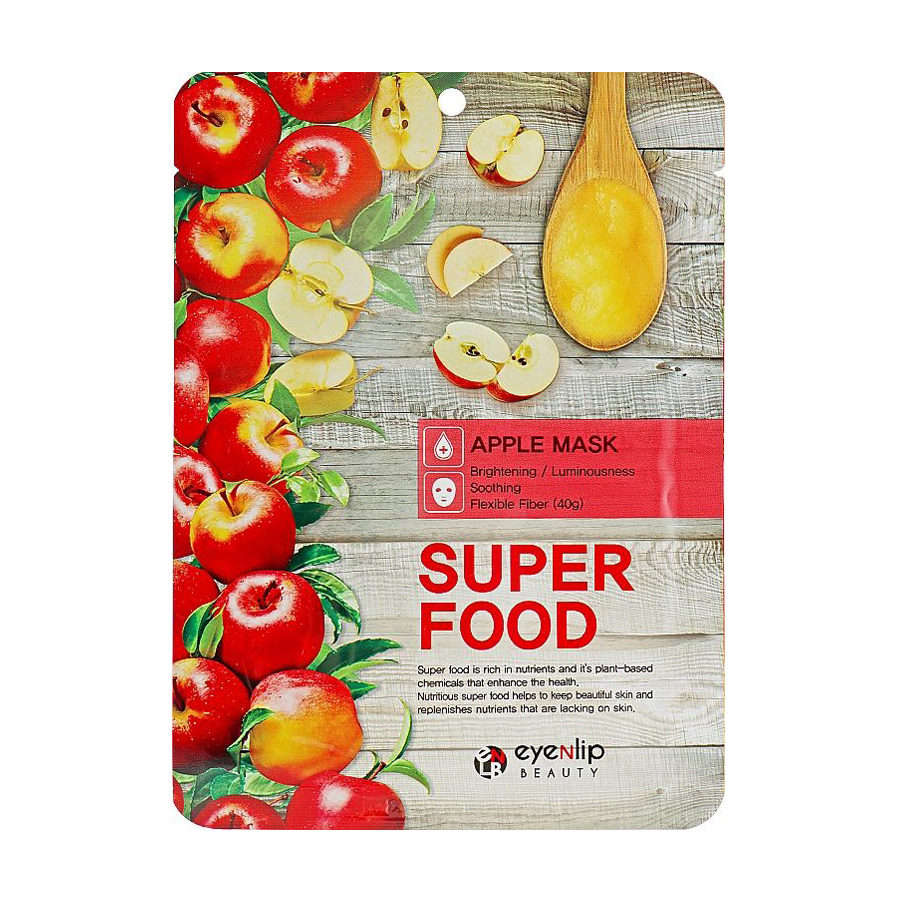 Тканинна маска для обличчя Eyenlip Super Food Apple Mask з екстрактом яблука, 23 мл
Тканинна маска для обличчя Eyenlip Super Food Apple Mask з екстрактом яблука, 23 мл