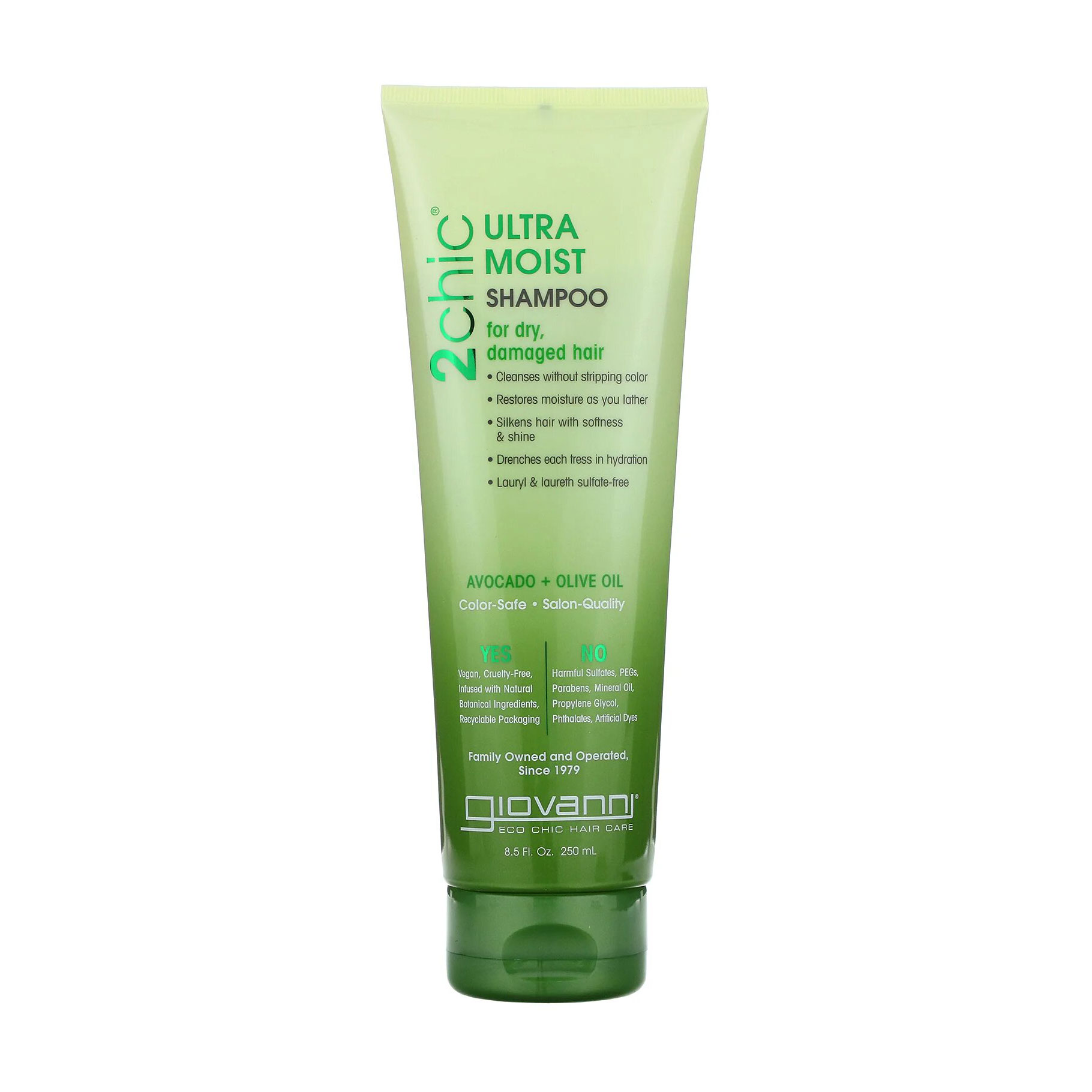 Зволожувальний шампунь Giovanni 2chic Ultra-Moist Shampoo Avocado & Olive Oil для сухого та пошкодженого волосся, з оливковою олією та авокадо, 250 мл
Зволожувальний шампунь Giovanni 2chic Ultra-Moist Shampoo Avocado & Olive Oil для сухого та пошкодженого волосся, з оливковою олією та авокадо, 250 мл