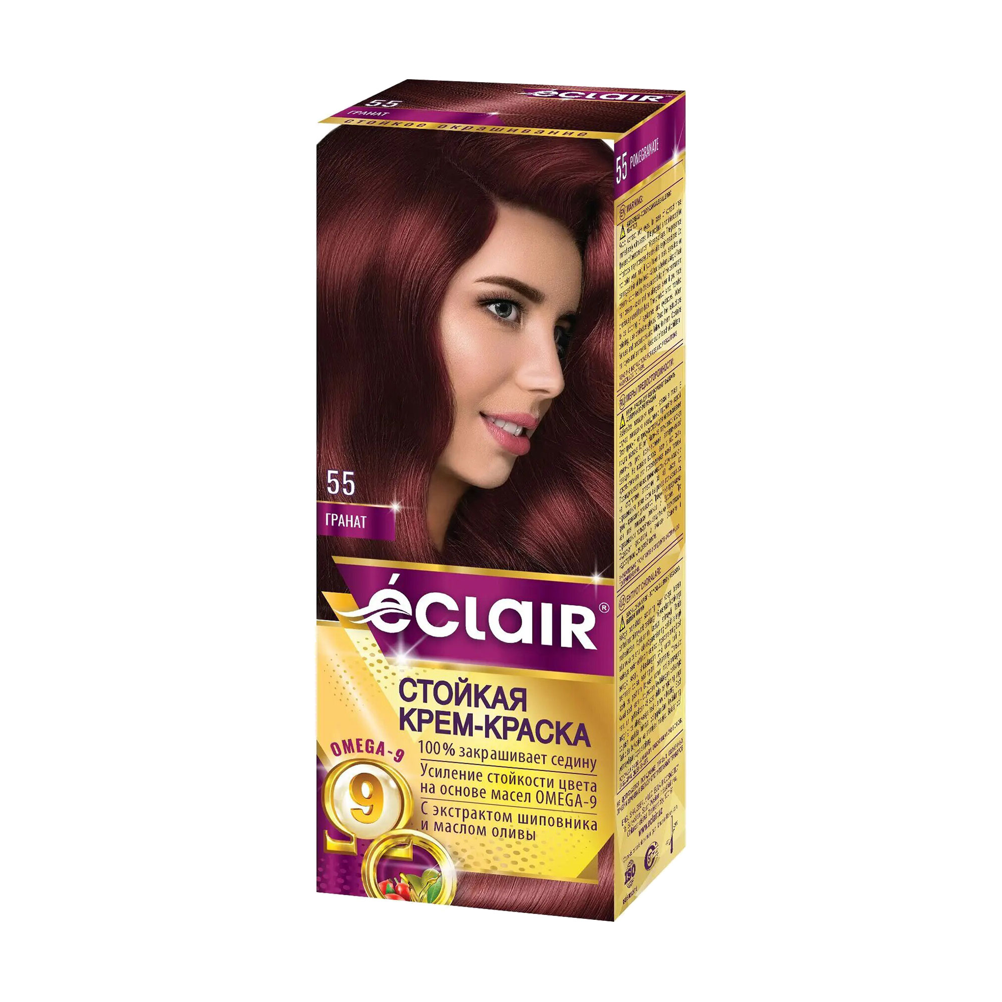 Стійка крем-фарба для волосся Eclair Omega 9 Hair Color 55 Гранат, 130 мл
Стійка крем-фарба для волосся Eclair Omega 9 Hair Color 55 Гранат, 130 мл