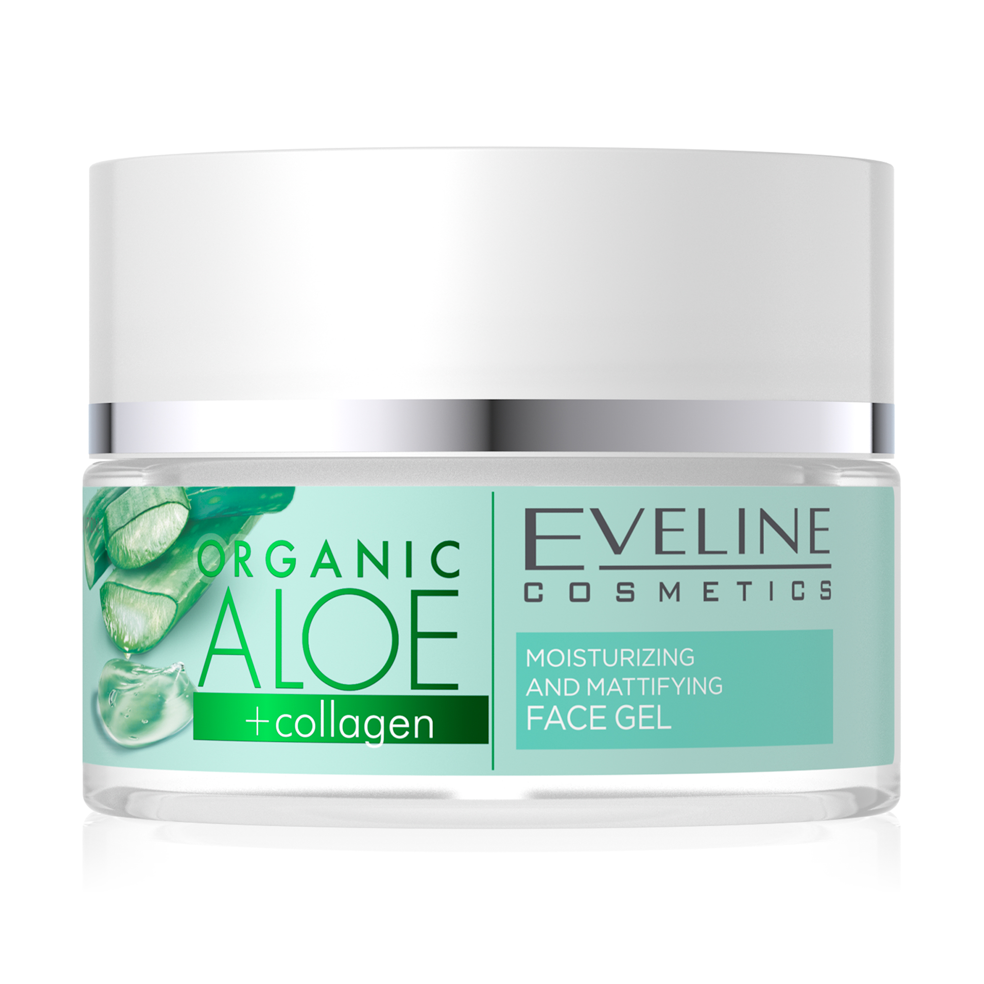 Уцінка! Зволожувально-матувальний гель для обличчя Eveline Cosmetics Organic Aloe + Сollagen для нормальної та комбінованої шкіри, 50 мл