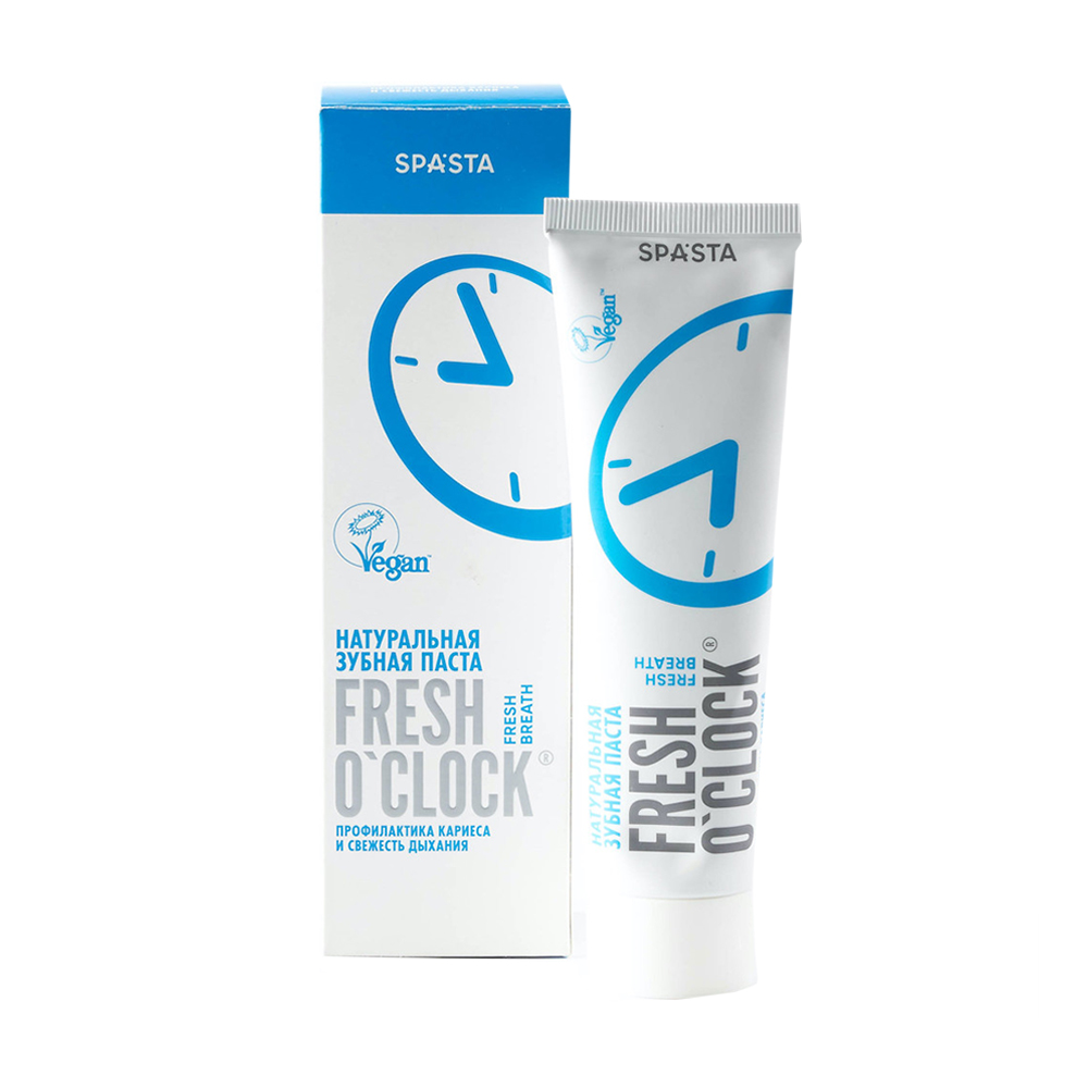 Натуральна зубна паста Spasta Fresh O'Clock Toothpaste Профілактика карієсу та свіжість подиху, 90 мл
Натуральна зубна паста Spasta Fresh O'Clock Toothpaste Профілактика карієсу та свіжість подиху, 90 мл